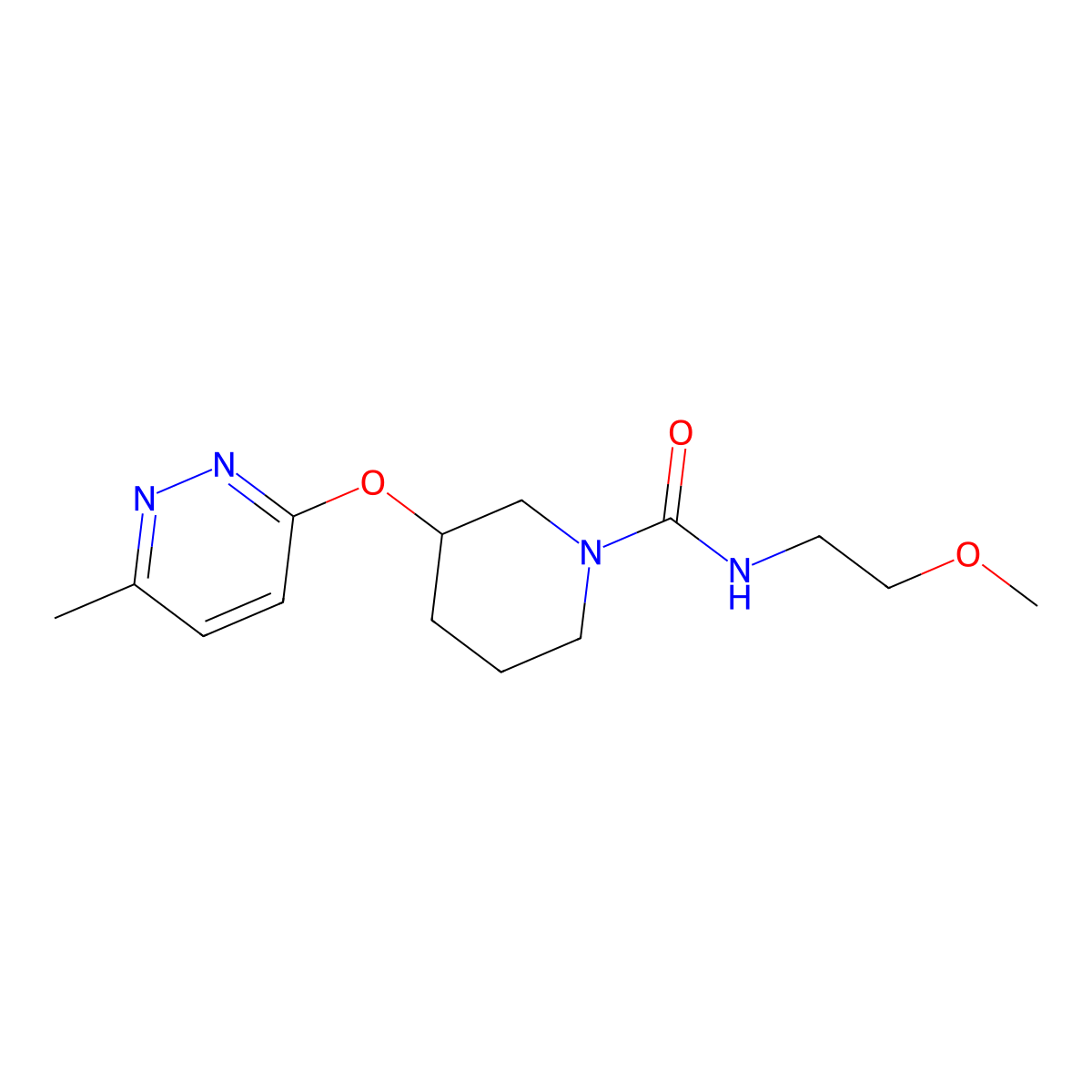 N-(2-methoxyethyl)-3-((6-methylpyridazin-3-yl)oxy)piperidine-1-carboxamide molecular structure, CAS 2034481-59-7
