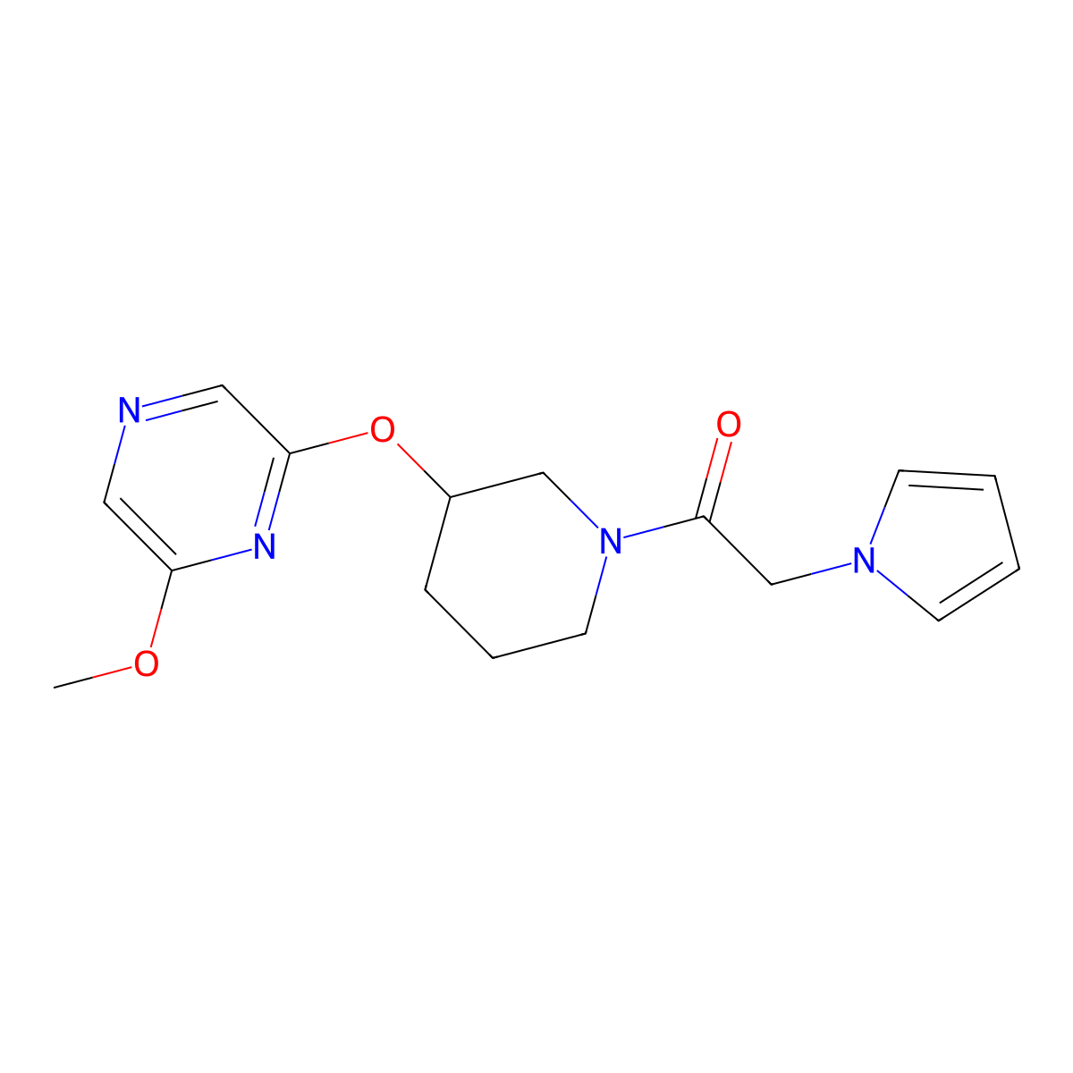 1-(3-((6-methoxypyrazin-2-yl)oxy)piperidin-1-yl)-2-(1H-pyrrol-1-yl)ethanone molecular structure, CAS 2034481-61-1