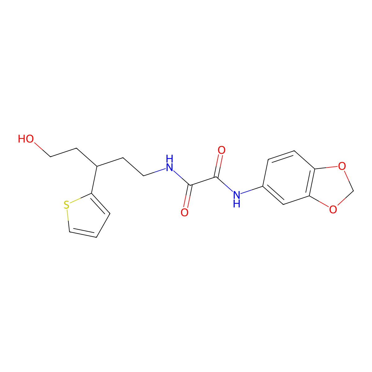 N1-(benzo[d][1,3]dioxol-5-yl)-N2-(5-hydroxy-3-(thiophen-2-yl)pentyl)oxalamide molecular structure, CAS 2034481-62-2
