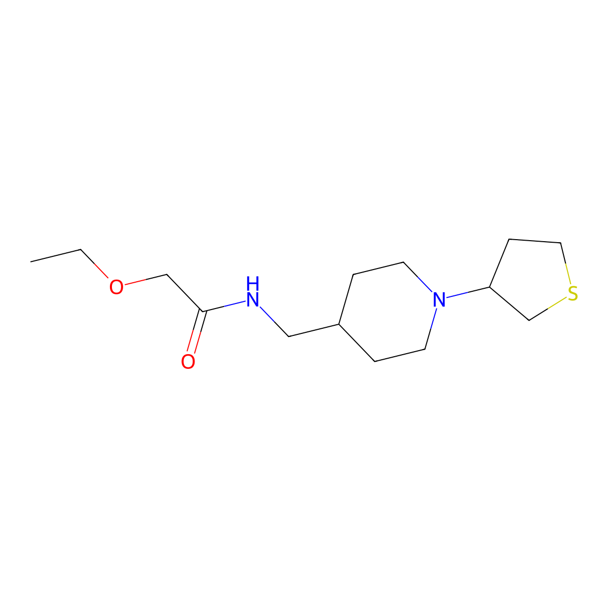 2-ethoxy-N-((1-(tetrahydrothiophen-3-yl)piperidin-4-yl)methyl)acetamide molecular structure, CAS 2034481-68-8