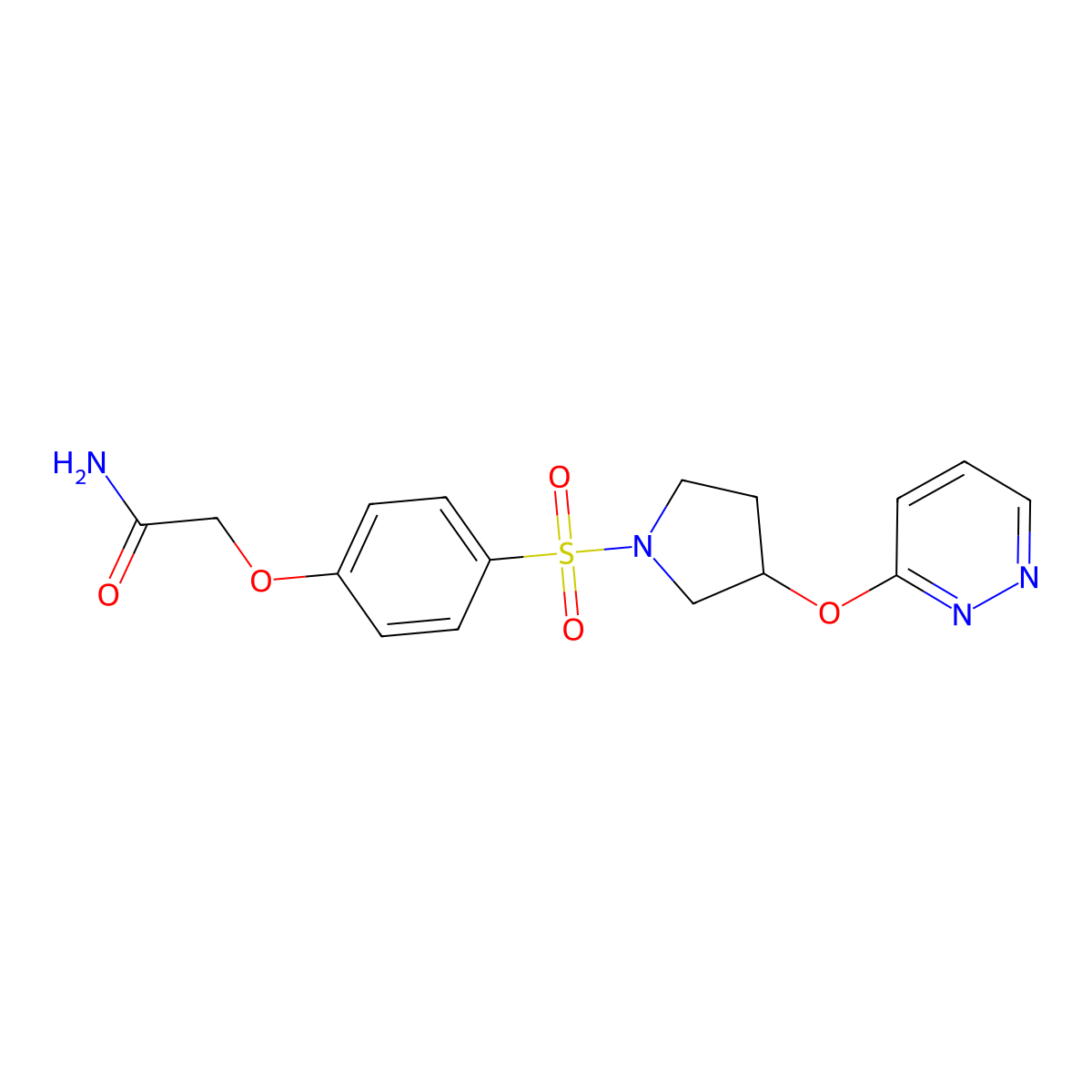 2-(4-{[3-(Pyridazin-3-yloxy)pyrrolidin-1-yl]sulfonyl}phenoxy)acetamide molecular structure, CAS 2034481-70-2