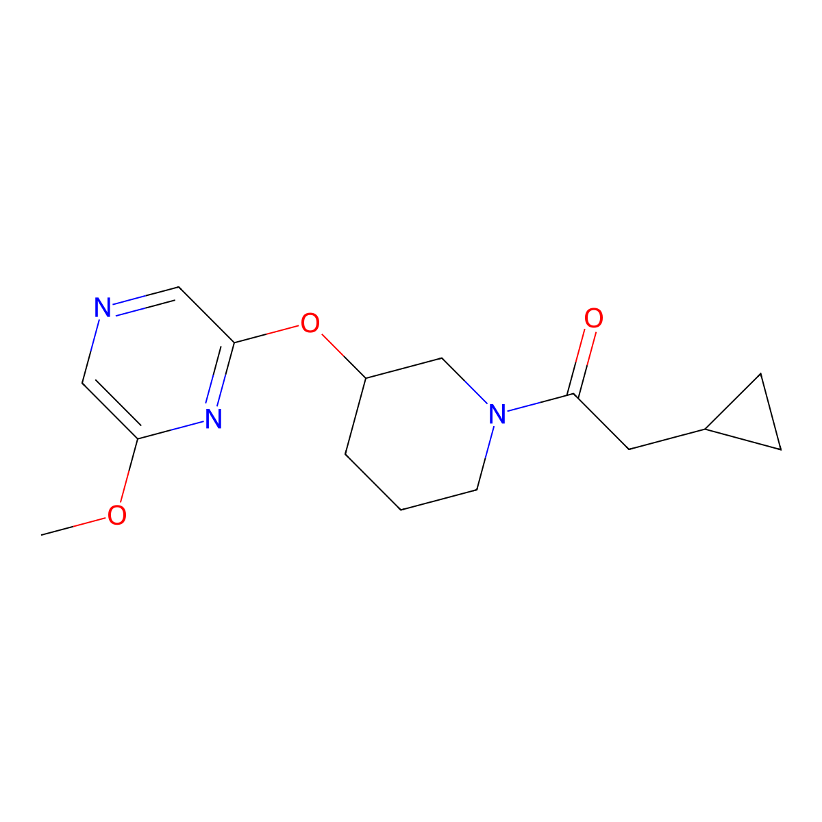 2-Cyclopropyl-1-(3-((6-methoxypyrazin-2-yl)oxy)piperidin-1-yl)ethanone molecular structure, CAS 2034481-71-3