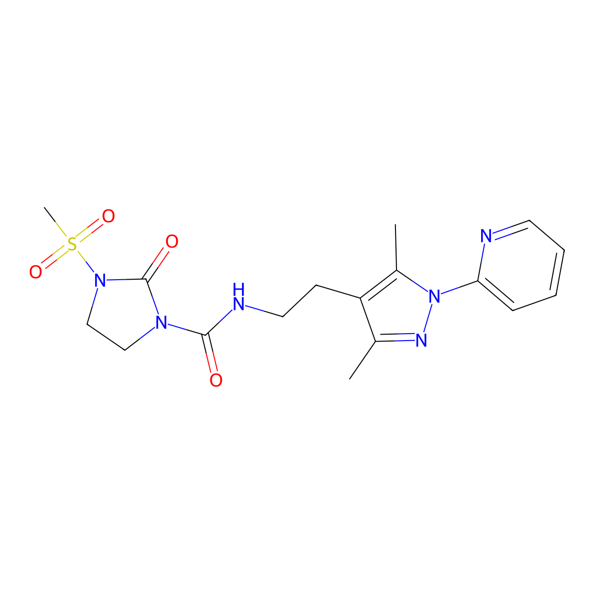 N-(2-(3,5-dimethyl-1-(pyridin-2-yl)-1H-pyrazol-4-yl)ethyl)-3-(methylsulfonyl)-2-oxoimidazolidine-1-carboxamide molecular structure, CAS 2034481-72-4