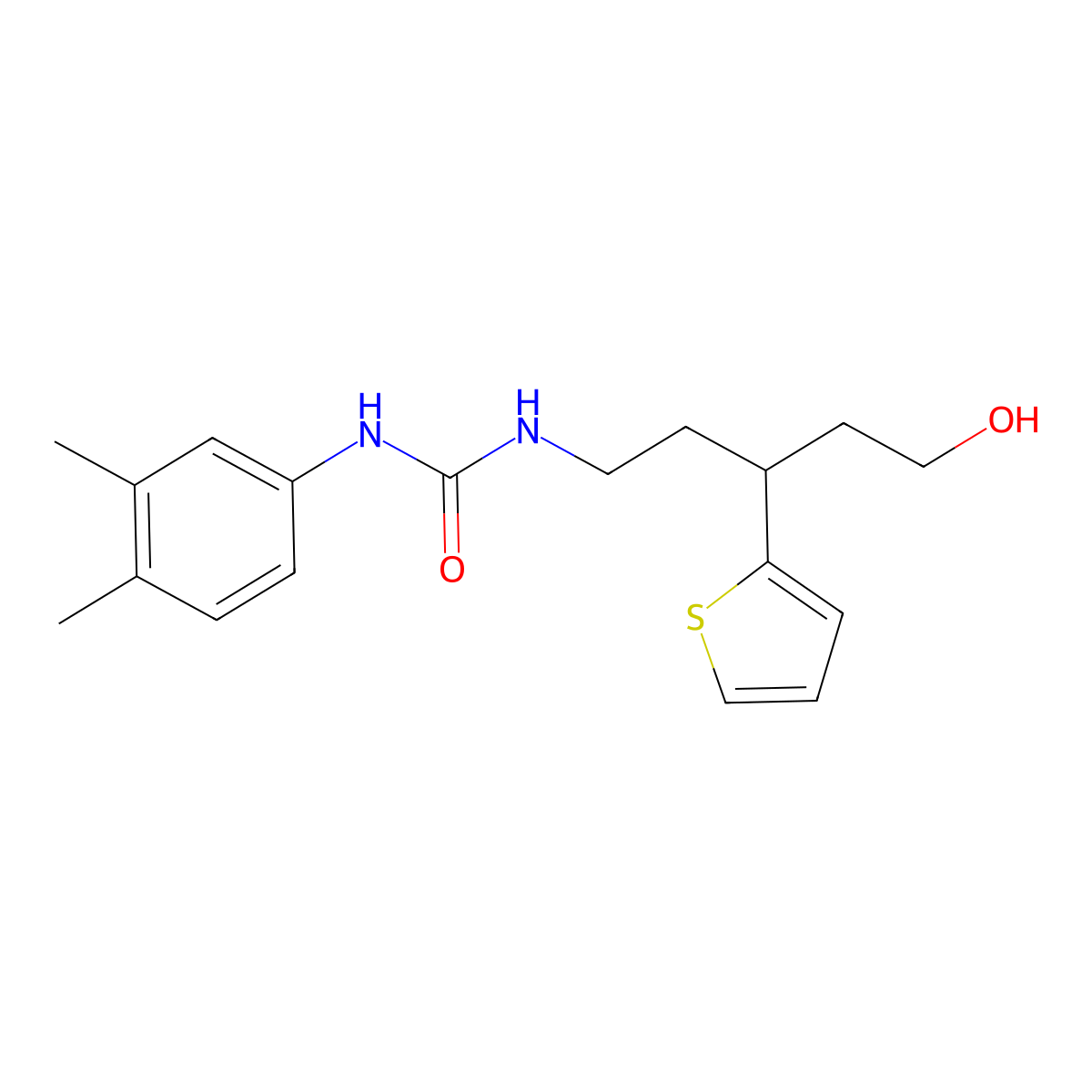1-(3,4-Dimethylphenyl)-3-(5-hydroxy-3-(thiophen-2-yl)pentyl)urea molecular structure, CAS 2034481-74-6