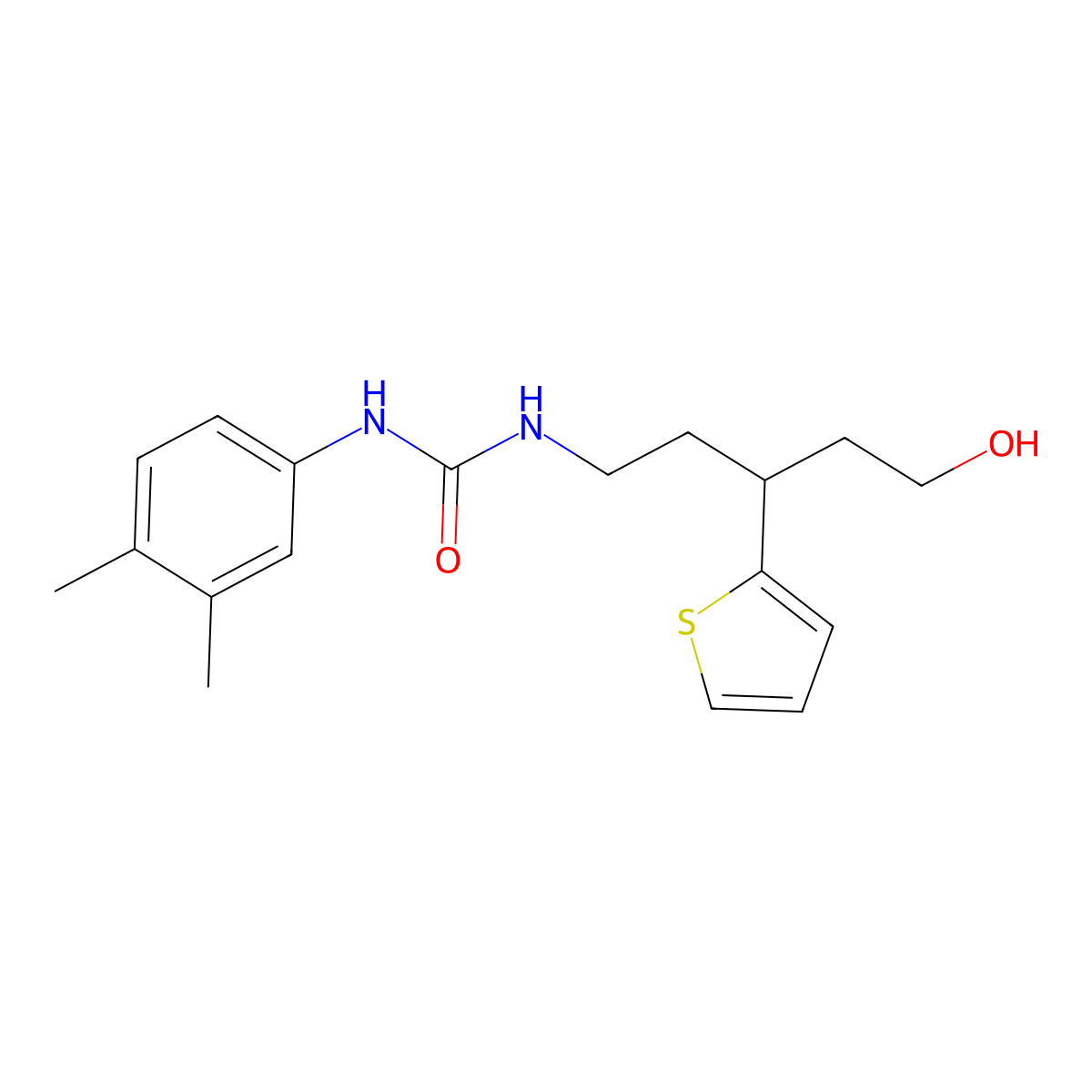 1-(3,4-Dimethylphenyl)-3-(5-hydroxy-3-(thiophen-2-yl)pentyl)urea molecular structure, CAS 2034481-74-6