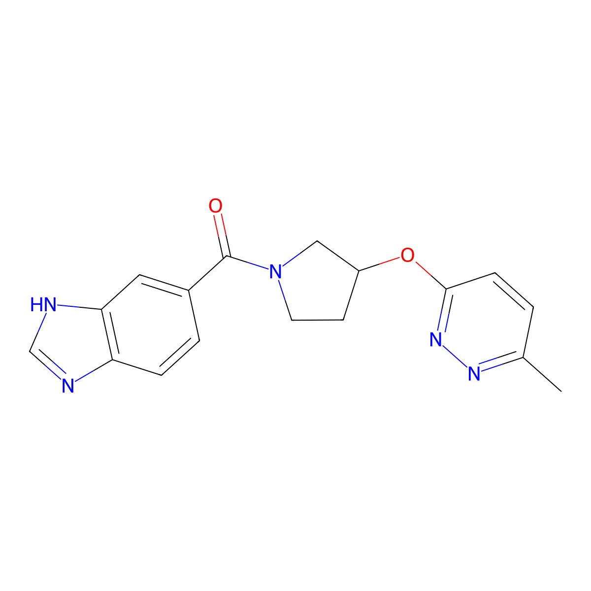 (1H-benzo[d]imidazol-5-yl)(3-((6-methylpyridazin-3-yl)oxy)pyrrolidin-1-yl)methanone molecular structure, CAS 2034481-75-7