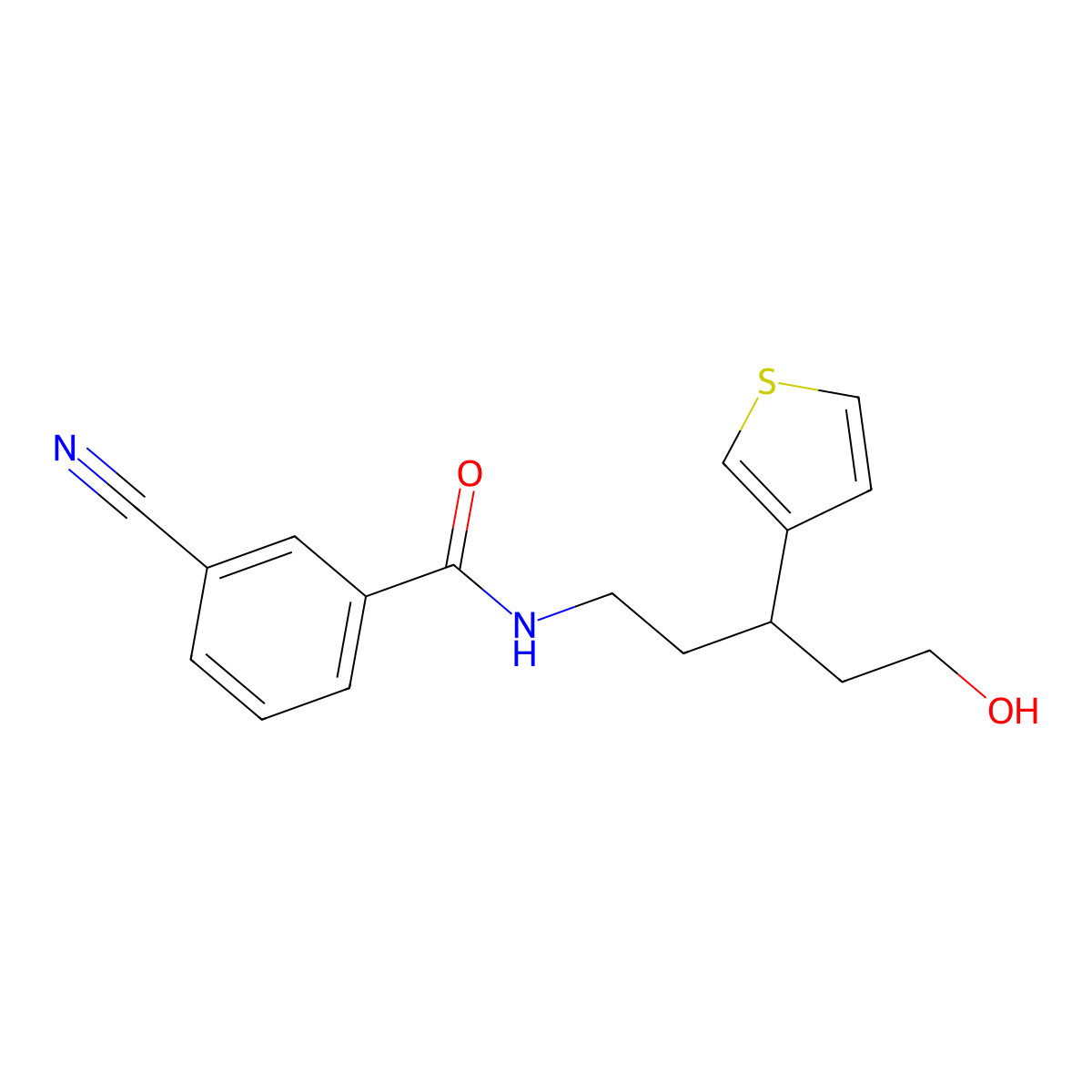 3-cyano-N-(5-hydroxy-3-(thiophen-3-yl)pentyl)benzamide molecular structure, CAS 2034481-85-9