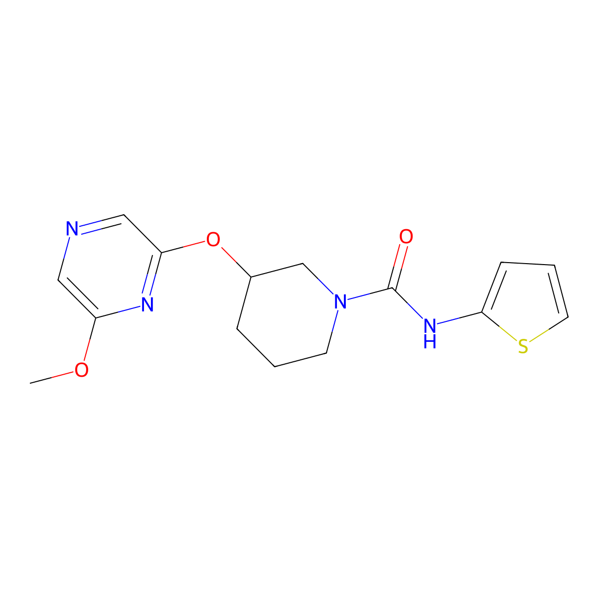 3-[(6-methoxypyrazin-2-yl)oxy]-N-(thiophen-2-yl)piperidine-1-carboxamide molecular structure, CAS 2034481-94-0