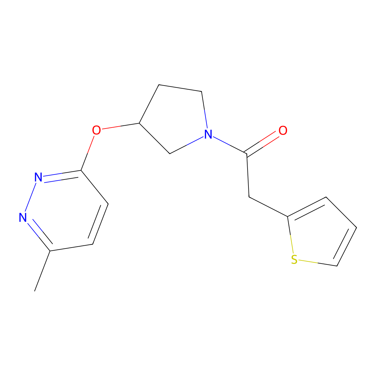 1-(3-((6-Methylpyridazin-3-yl)oxy)pyrrolidin-1-yl)-2-(thiophen-2-yl)ethanone molecular structure, CAS 2034481-95-1