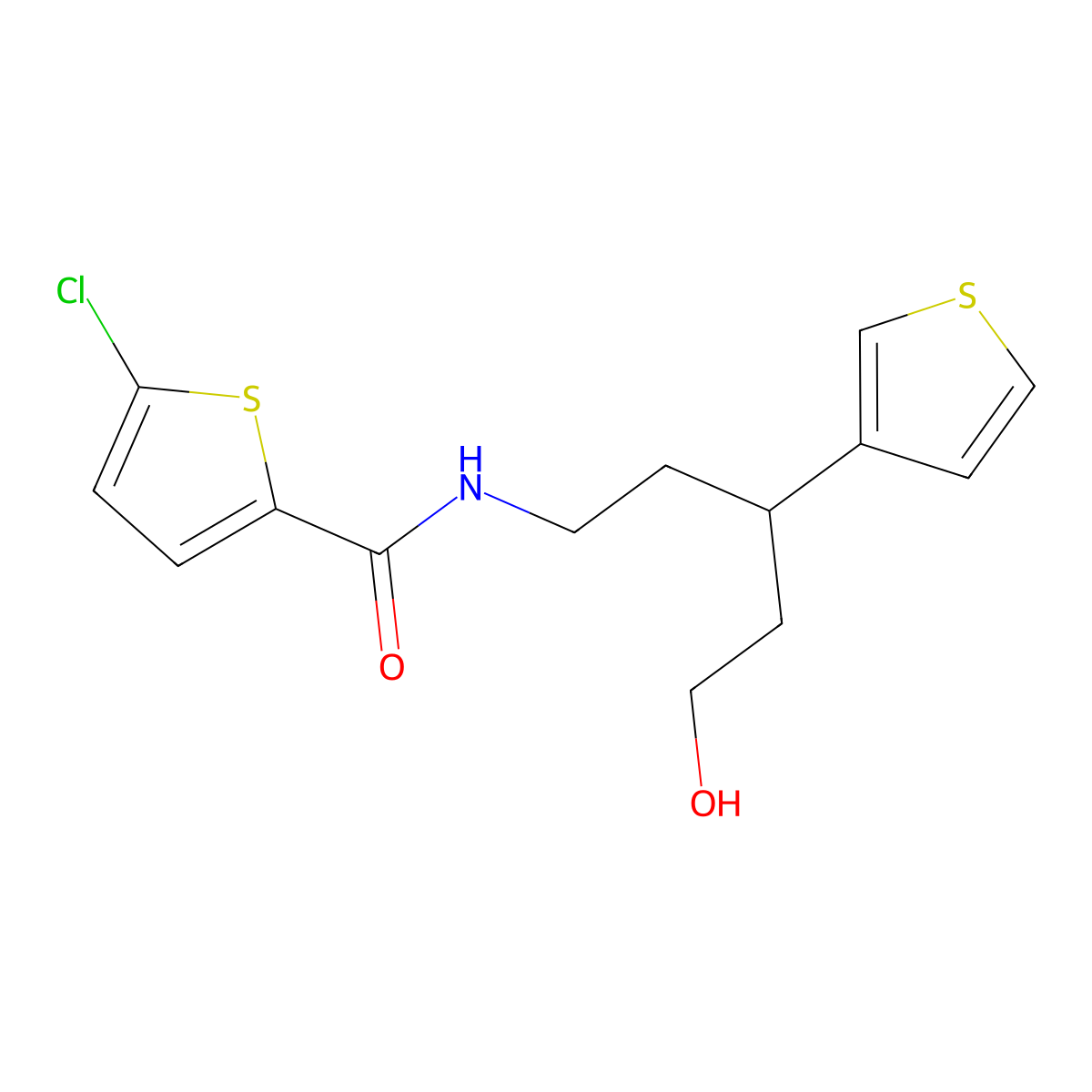 5-chloro-N-(5-hydroxy-3-(thiophen-3-yl)pentyl)thiophene-2-carboxamide molecular structure, CAS 2034481-96-2