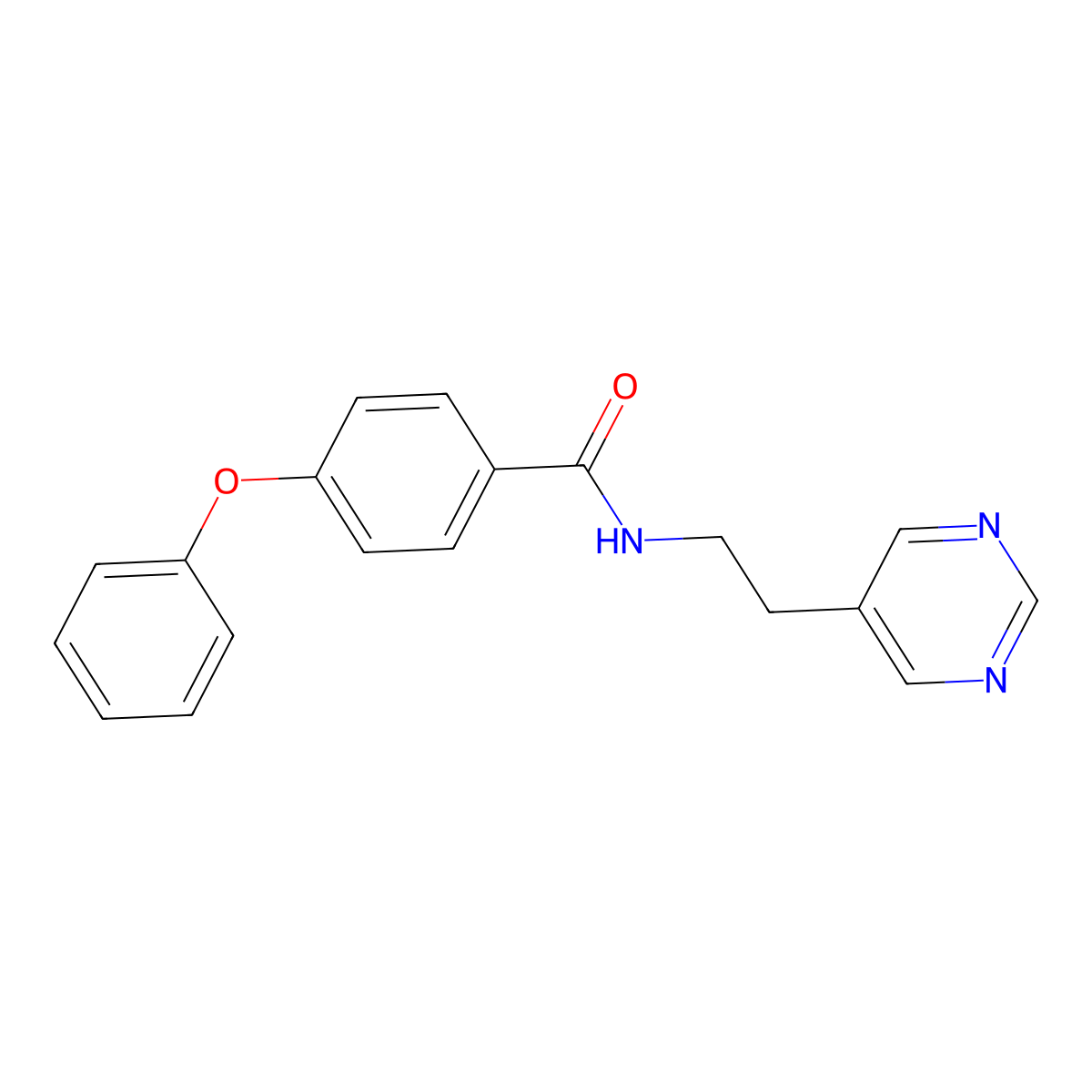 4-phenoxy-N-(2-(pyrimidin-5-yl)ethyl)benzamide molecular structure, CAS 2034481-97-3