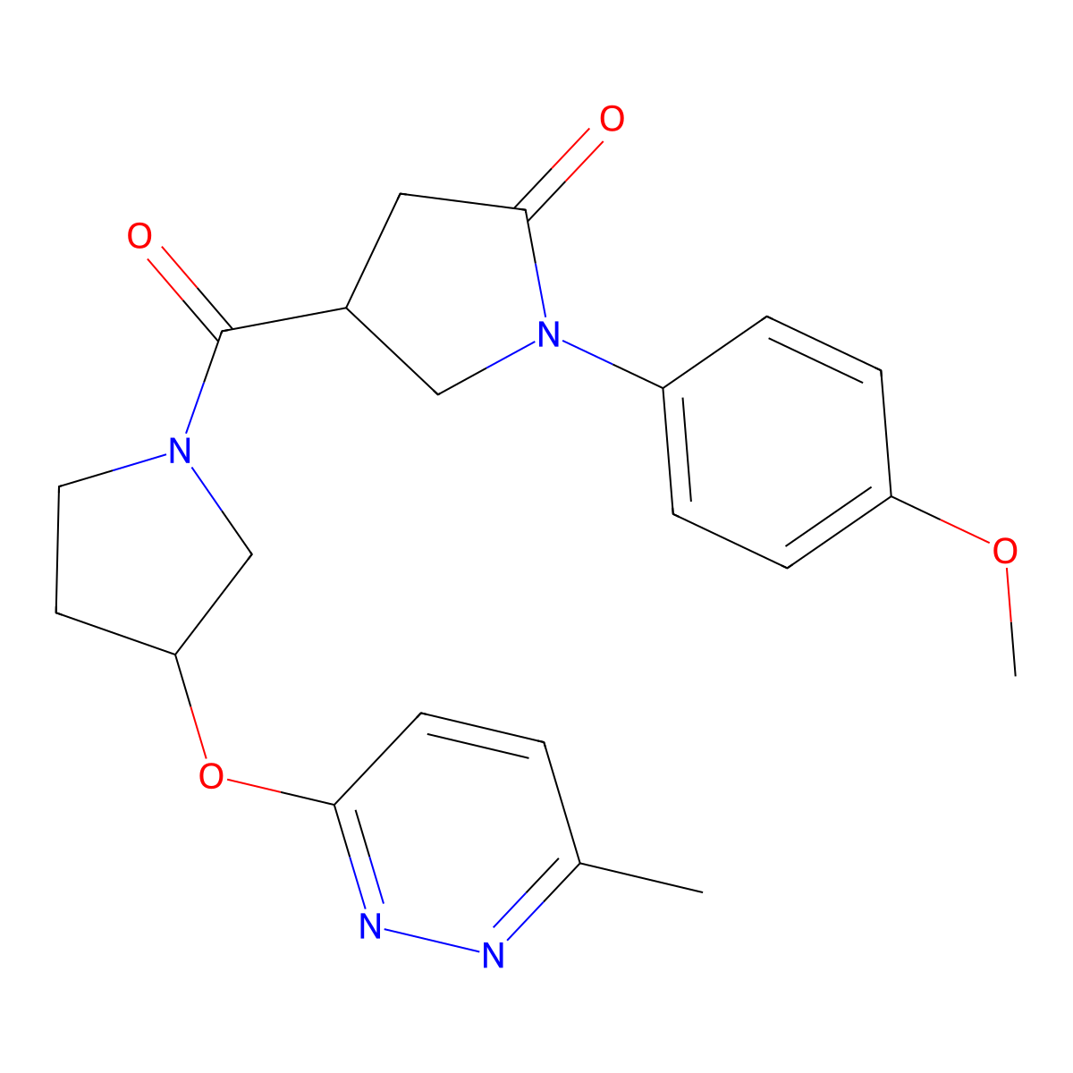 1-(4-Methoxyphenyl)-4-(3-((6-methylpyridazin-3-yl)oxy)pyrrolidine-1-carbonyl)pyrrolidin-2-one molecular structure, CAS 2034481-98-4