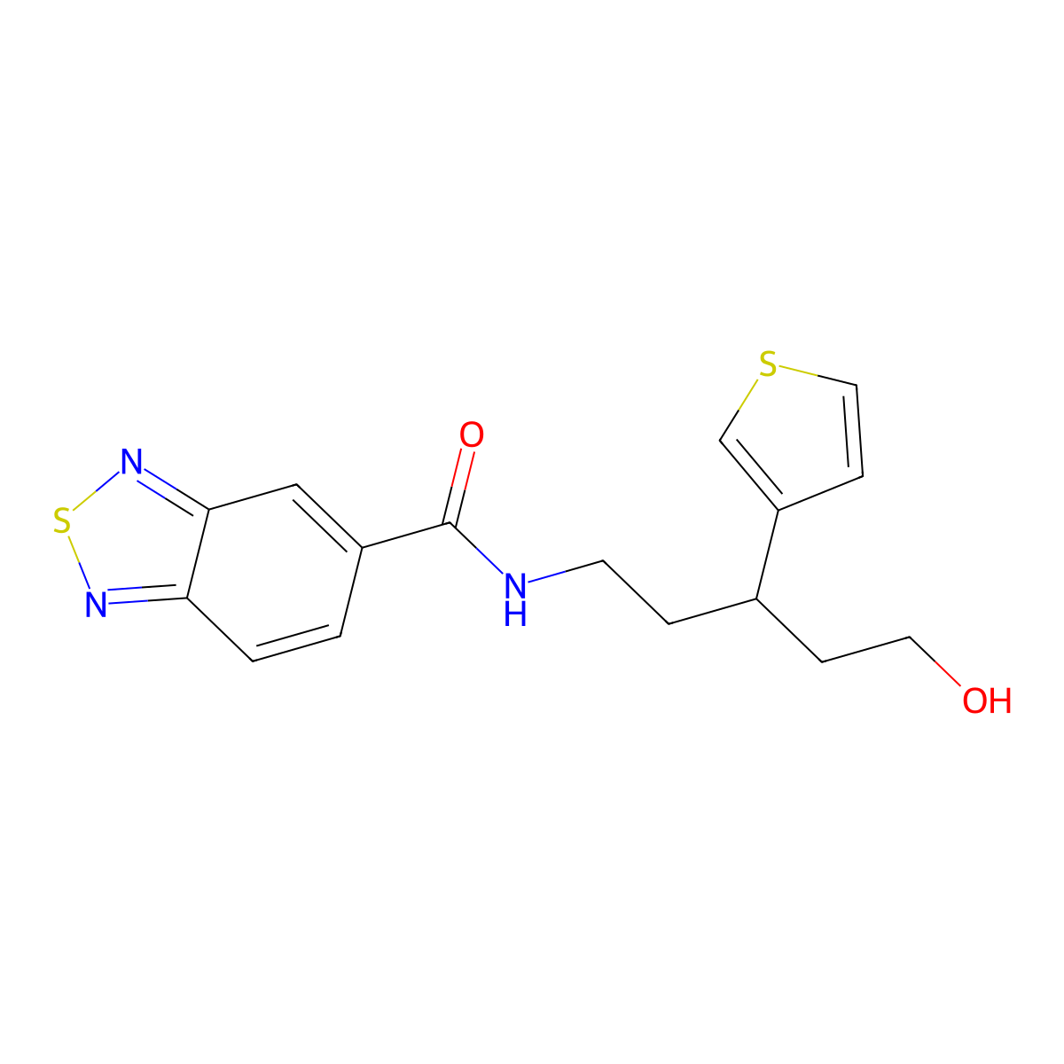 N-(5-hydroxy-3-(thiophen-3-yl)pentyl)benzo[c][1,2,5]thiadiazole-5-carboxamide molecular structure, CAS 2034481-99-5