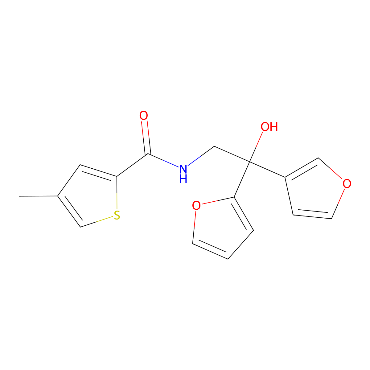 N-[2-(furan-2-yl)-2-(furan-3-yl)-2-hydroxyethyl]-4-methylthiophene-2-carboxamide molecular structure, CAS 2034482-00-1