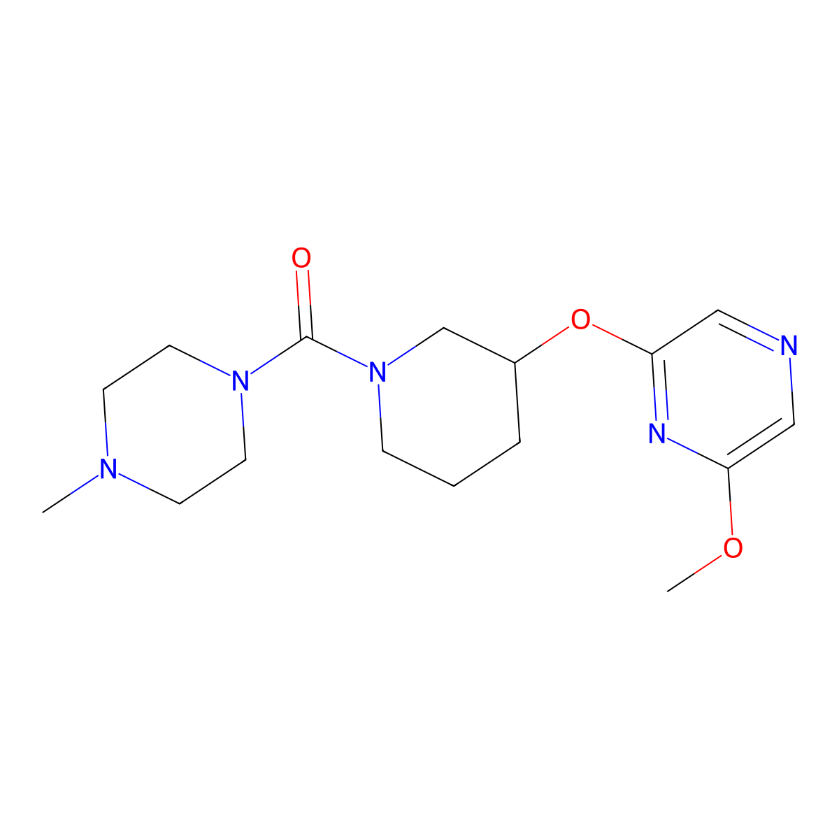 (3-((6-Methoxypyrazin-2-yl)oxy)piperidin-1-yl)(4-methylpiperazin-1-yl)methanone molecular structure, CAS 2034482-02-3
