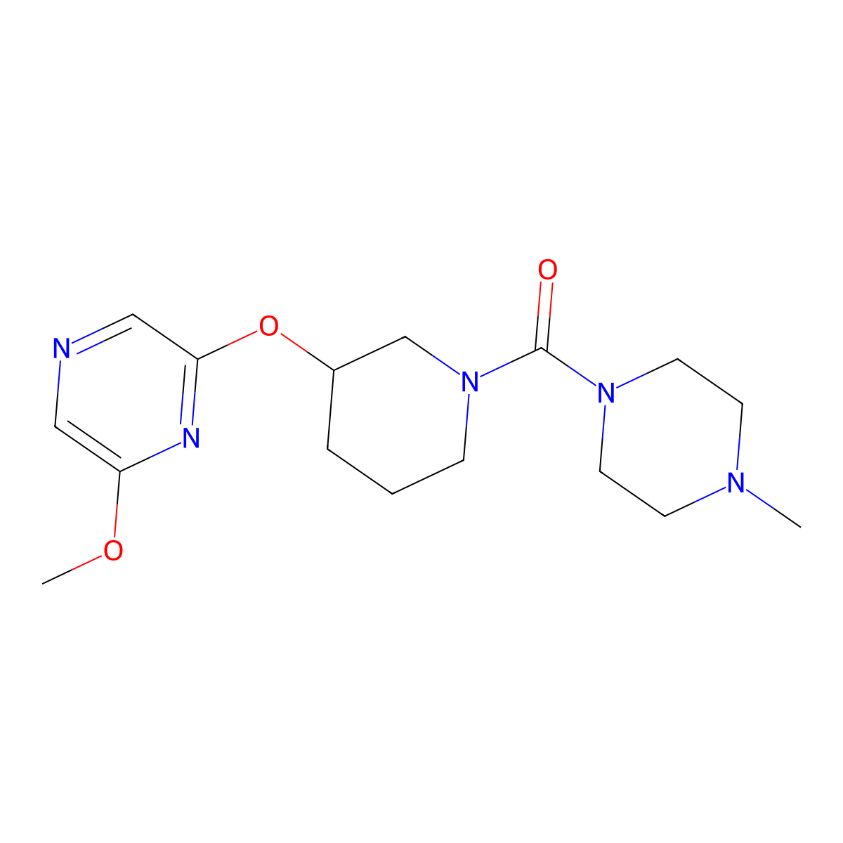 (3-((6-Methoxypyrazin-2-yl)oxy)piperidin-1-yl)(4-methylpiperazin-1-yl)methanone molecular structure, CAS 2034482-02-3