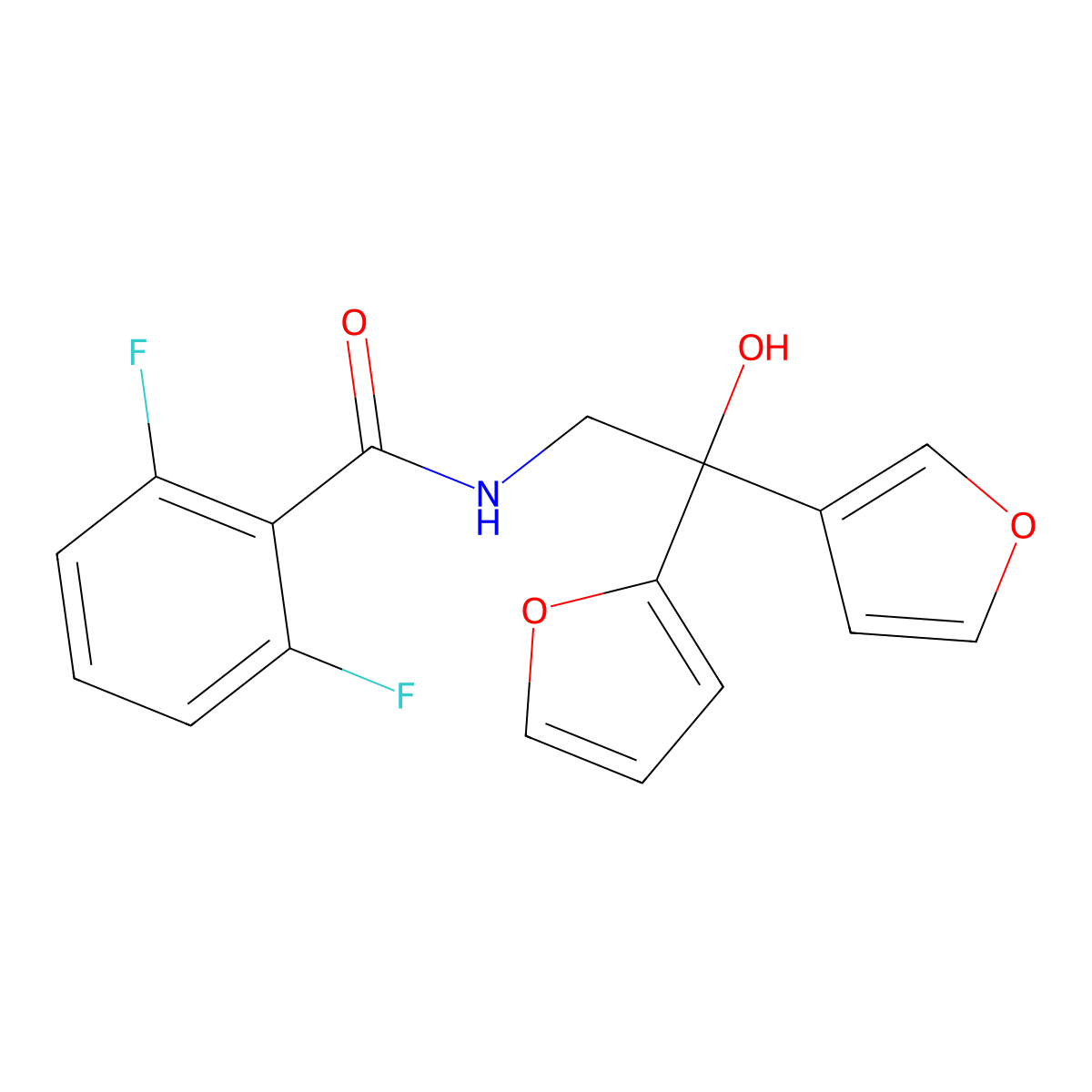 2,6-difluoro-N-[2-(furan-2-yl)-2-(furan-3-yl)-2-hydroxyethyl]benzamide molecular structure, CAS 2034482-04-5