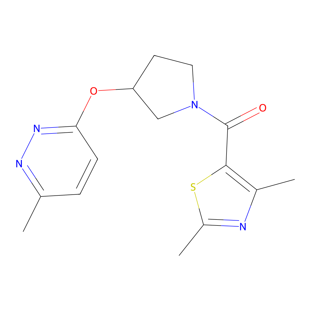 (2,4-Dimethylthiazol-5-yl)(3-((6-methylpyridazin-3-yl)oxy)pyrrolidin-1-yl)methanone molecular structure, CAS 2034482-05-6