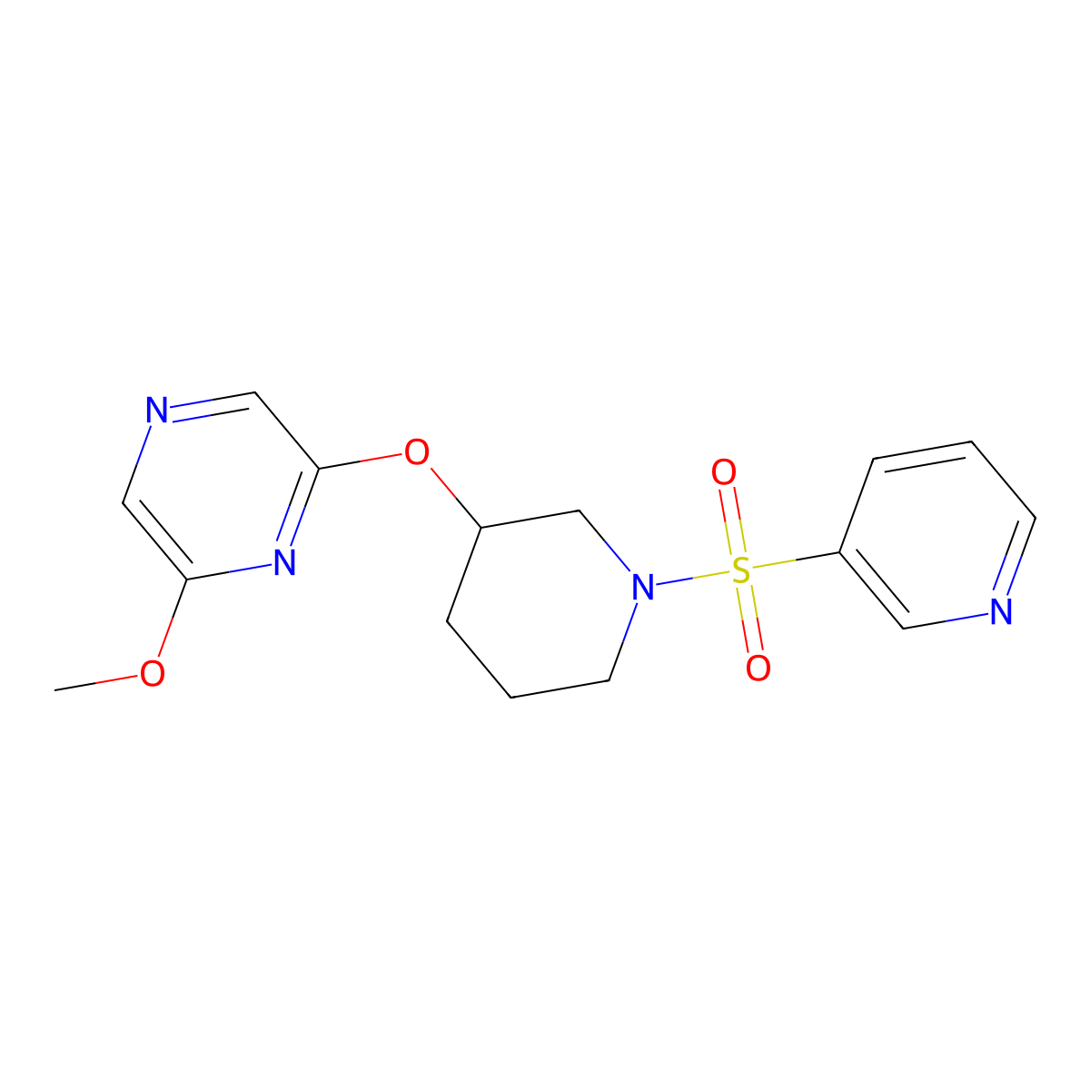 2-Methoxy-6-((1-(pyridin-3-ylsulfonyl)piperidin-3-yl)oxy)pyrazine molecular structure, CAS 2034482-07-8