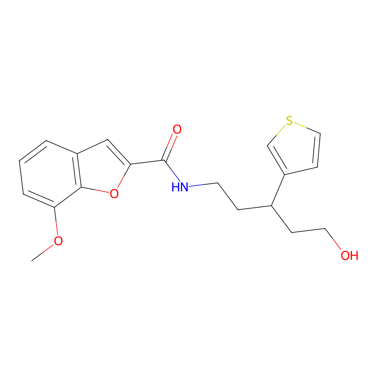 N-(5-hydroxy-3-(thiophen-3-yl)pentyl)-7-methoxybenzofuran-2-carboxamide molecular structure, CAS 2034482-08-9