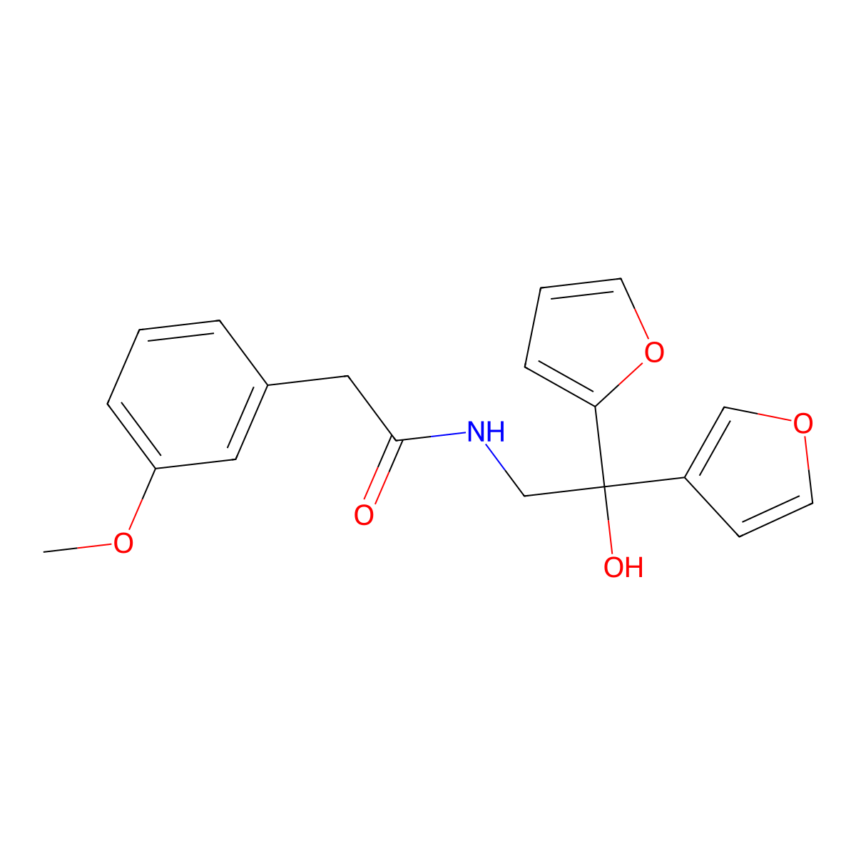 N-[2-(furan-2-yl)-2-(furan-3-yl)-2-hydroxyethyl]-2-(3-methoxyphenyl)acetamide molecular structure, CAS 2034482-10-3