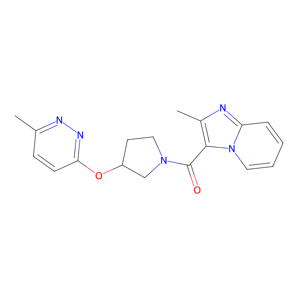 (2-Methylimidazo[1,2-a]pyridin-3-yl)(3-((6-methylpyridazin-3-yl)oxy)pyrrolidin-1-yl)methanone molecular structure, CAS 2034482-15-8