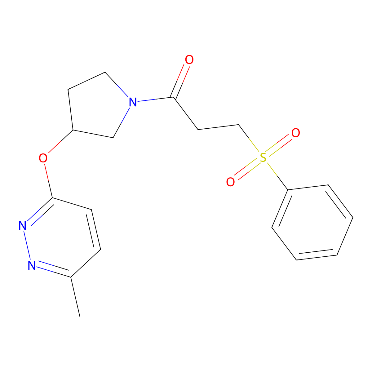 1-(3-((6-Methylpyridazin-3-yl)oxy)pyrrolidin-1-yl)-3-(phenylsulfonyl)propan-1-one molecular structure, CAS 2034482-19-2