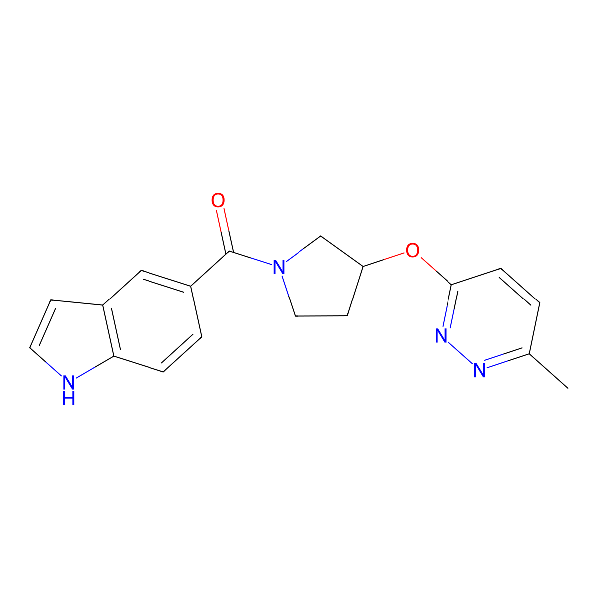 (1H-indol-5-yl)(3-((6-methylpyridazin-3-yl)oxy)pyrrolidin-1-yl)methanone molecular structure, CAS 2034482-26-1