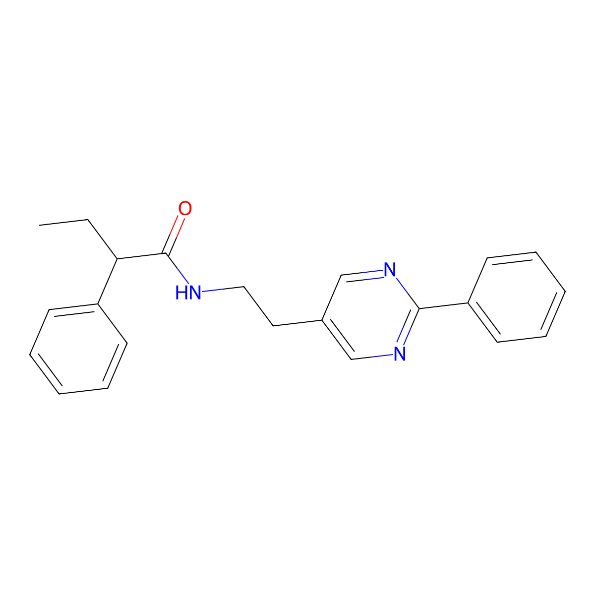 2-phenyl-N-(2-(2-phenylpyrimidin-5-yl)ethyl)butanamide molecular structure, CAS 2034482-37-4