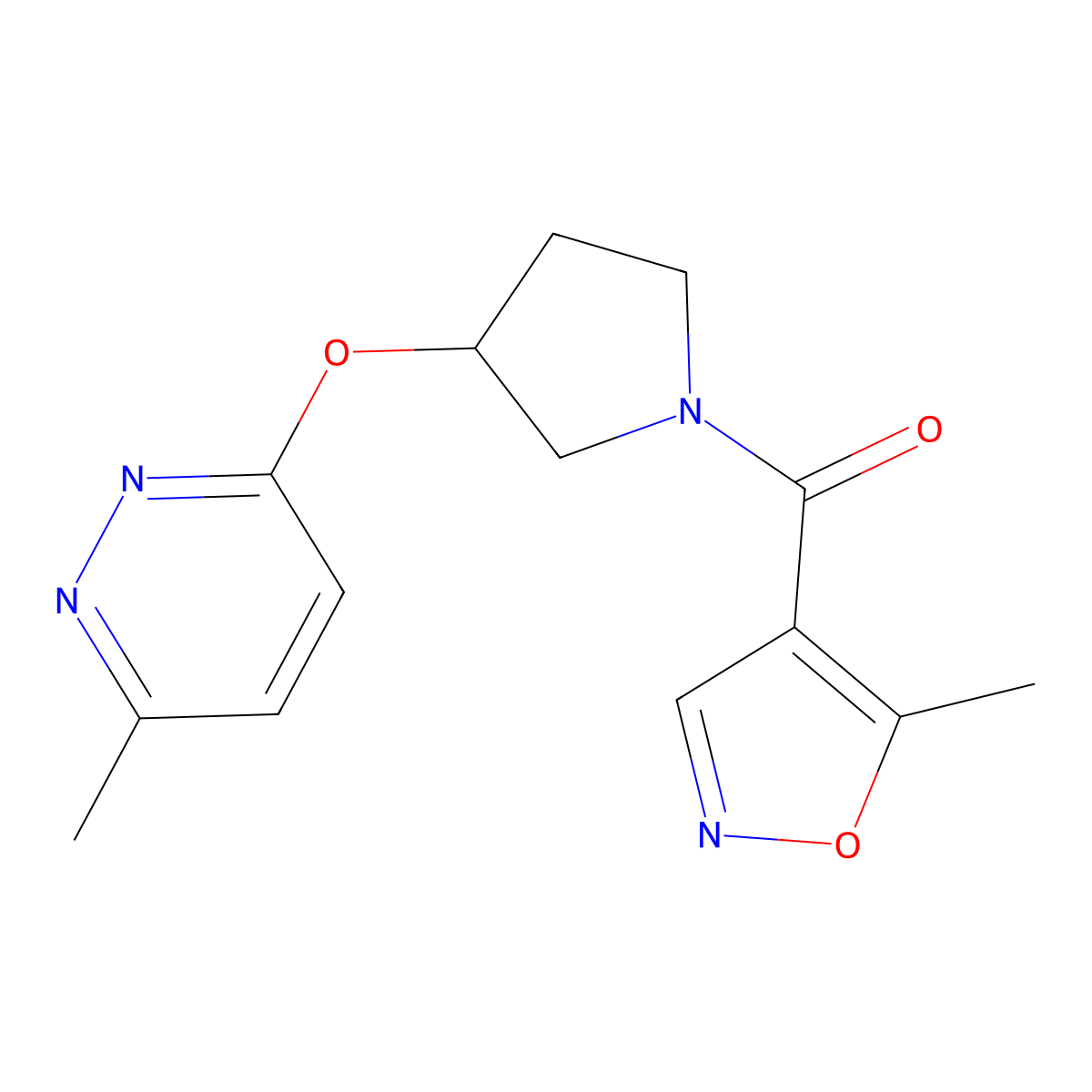 (5-Methylisoxazol-4-yl)(3-((6-methylpyridazin-3-yl)oxy)pyrrolidin-1-yl)methanone molecular structure, CAS 2034482-39-6