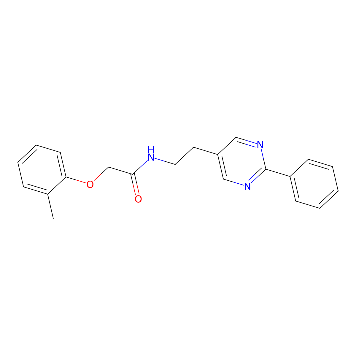 N-(2-(2-phenylpyrimidin-5-yl)ethyl)-2-(o-tolyloxy)acetamide molecular structure, CAS 2034482-41-0