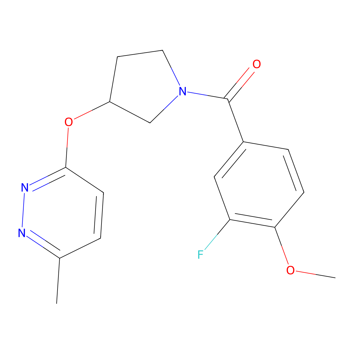 (3-Fluoro-4-methoxyphenyl)(3-((6-methylpyridazin-3-yl)oxy)pyrrolidin-1-yl)methanone molecular structure, CAS 2034482-43-2