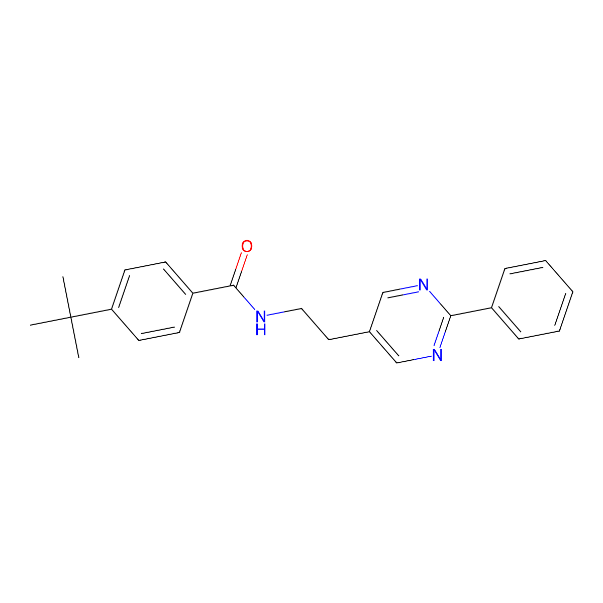 4-(tert-butyl)-N-(2-(2-phenylpyrimidin-5-yl)ethyl)benzamide molecular structure, CAS 2034482-44-3