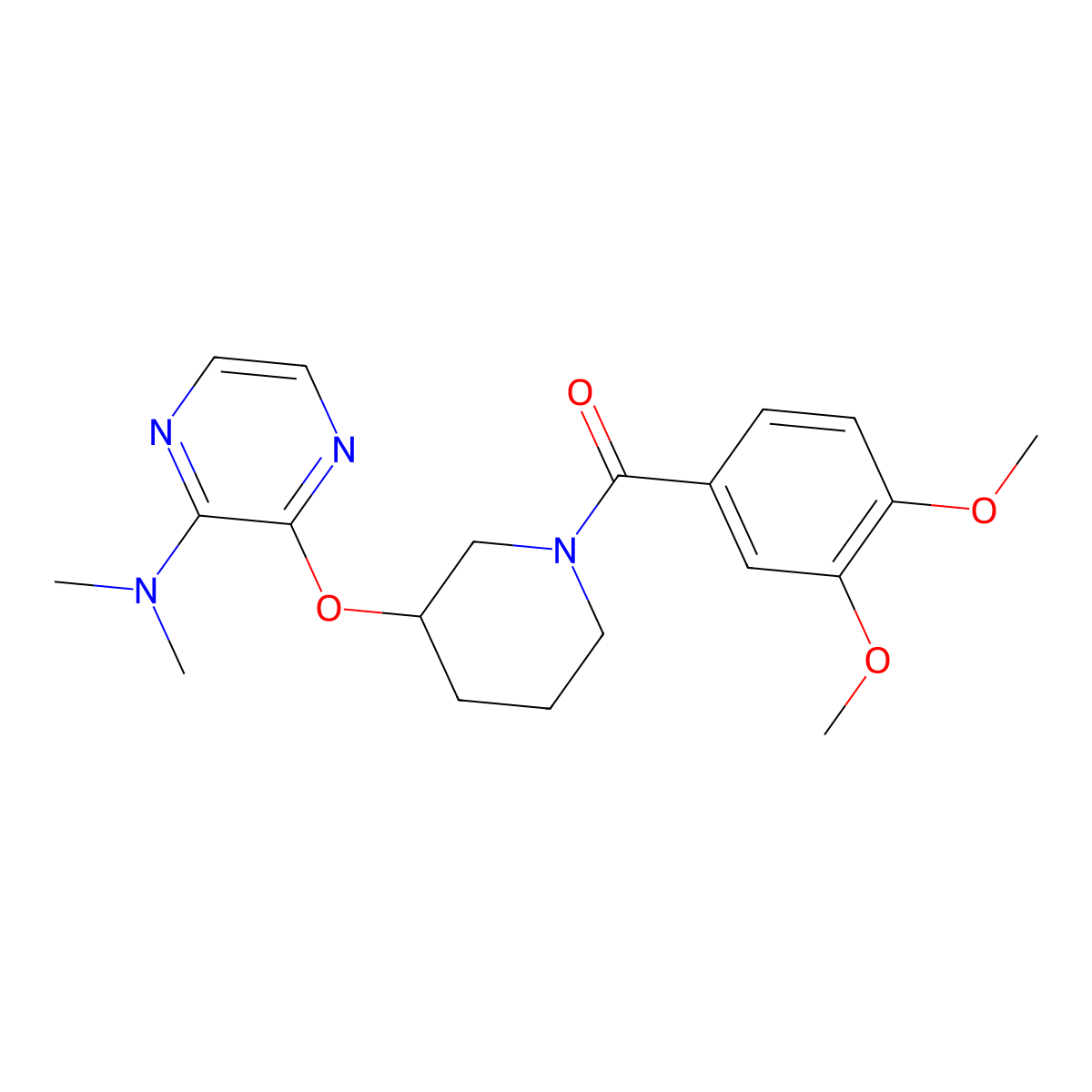 (3,4-Dimethoxyphenyl)(3-((3-(dimethylamino)pyrazin-2-yl)oxy)piperidin-1-yl)methanone molecular structure, CAS 2034482-46-5