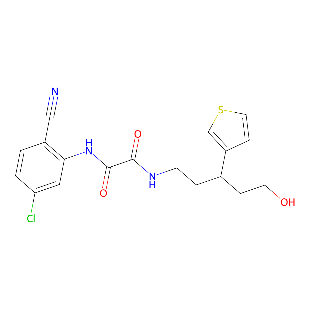 N1-(5-chloro-2-cyanophenyl)-N2-(5-hydroxy-3-(thiophen-3-yl)pentyl)oxalamide molecular structure, CAS 2034482-49-8