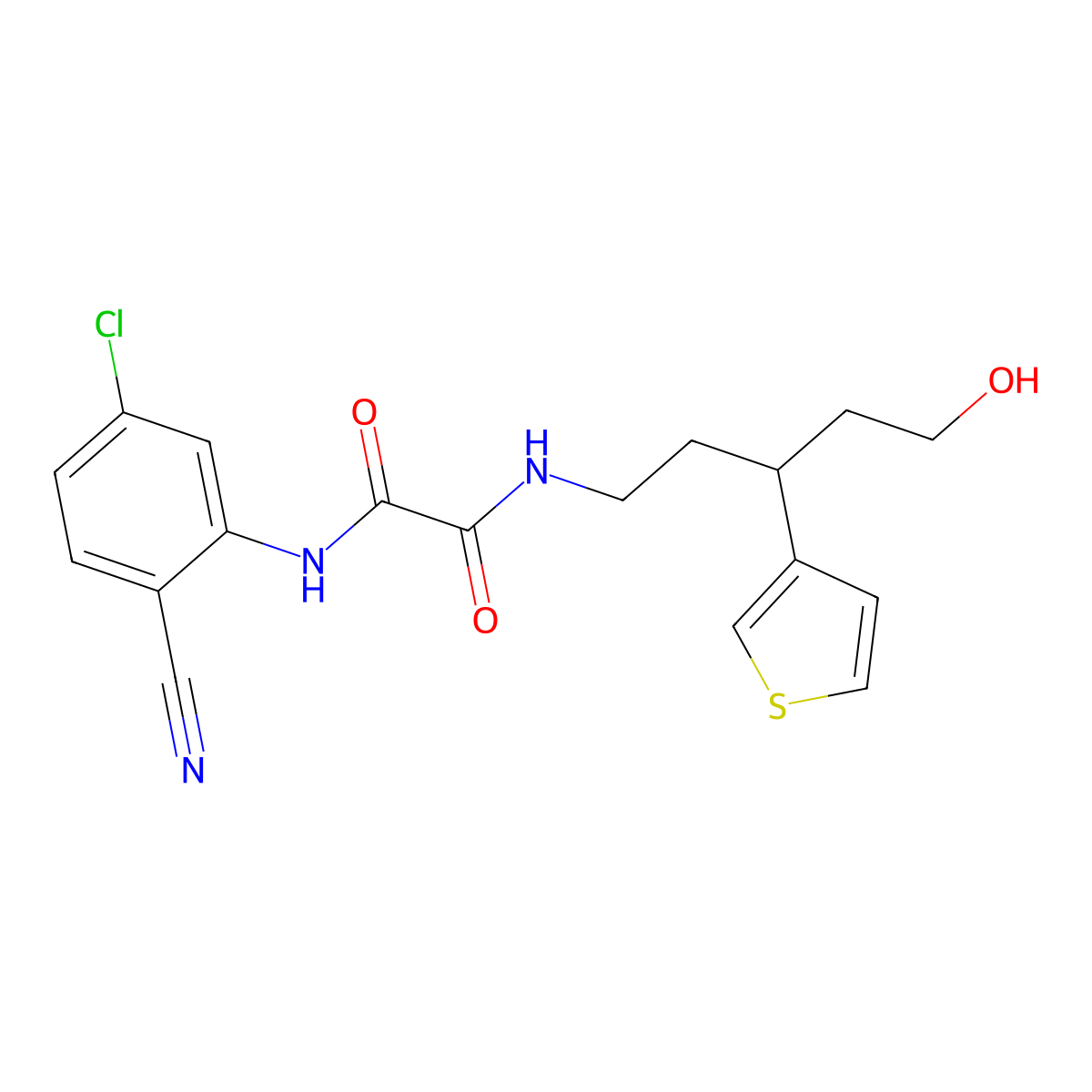 N1-(5-chloro-2-cyanophenyl)-N2-(5-hydroxy-3-(thiophen-3-yl)pentyl)oxalamide molecular structure, CAS 2034482-49-8