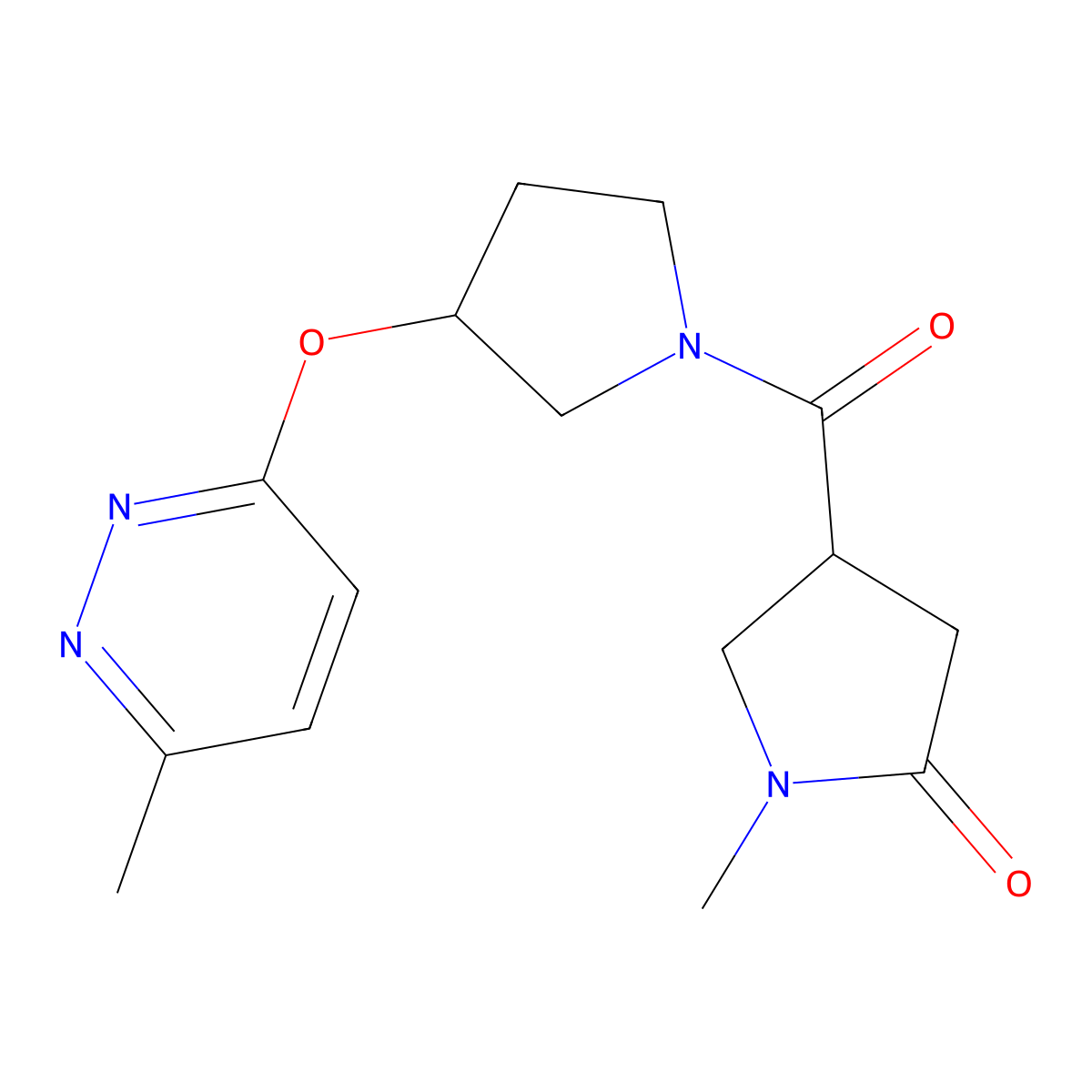 1-Methyl-4-{3-[(6-methylpyridazin-3-yl)oxy]pyrrolidine-1-carbonyl}pyrrolidin-2-one molecular structure, CAS 2034482-50-1