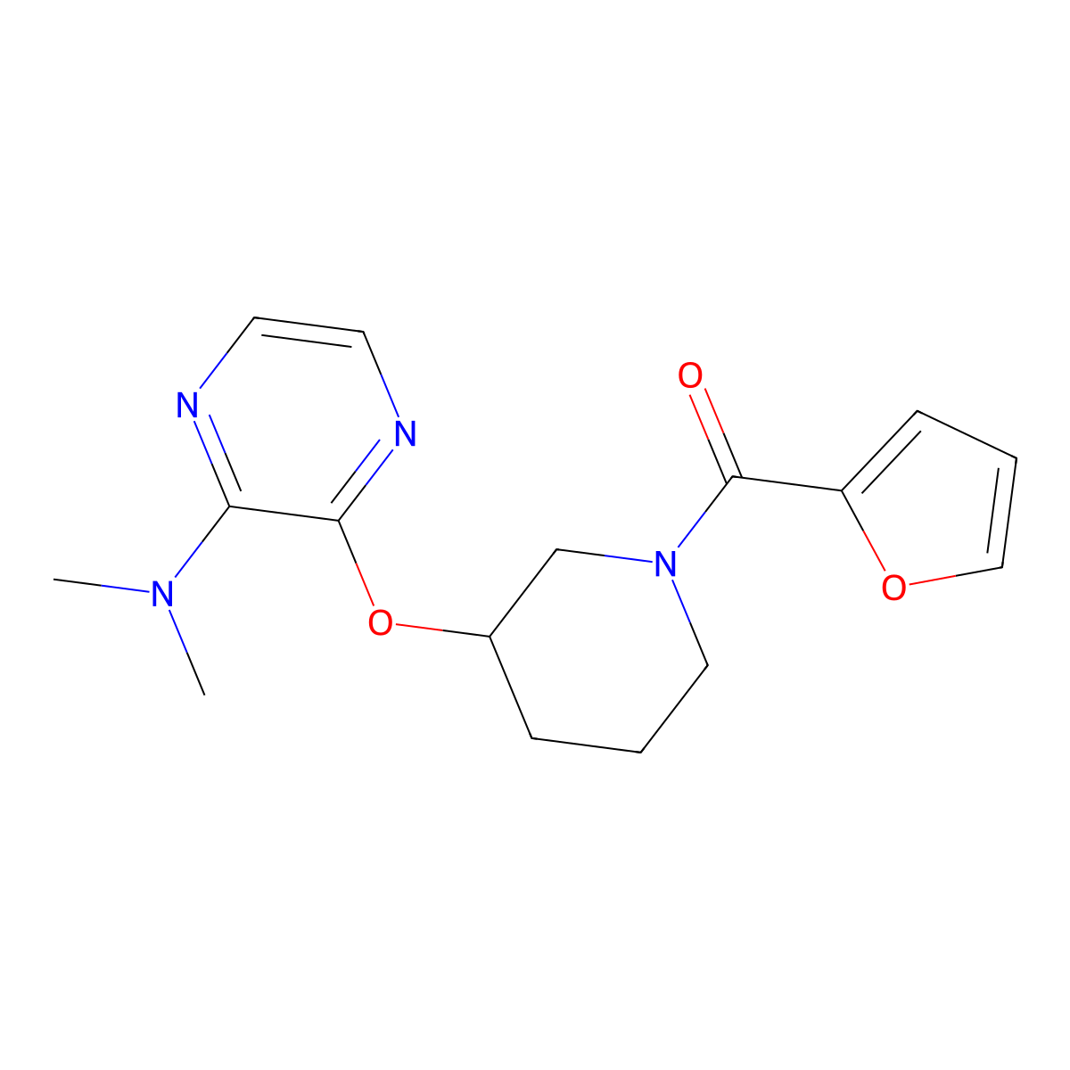 (3-((3-(Dimethylamino)pyrazin-2-yl)oxy)piperidin-1-yl)(furan-2-yl)methanone molecular structure, CAS 2034482-51-2