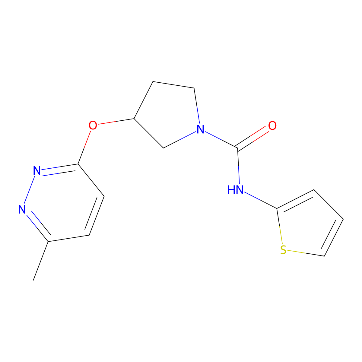 3-[(6-methylpyridazin-3-yl)oxy]-N-(thiophen-2-yl)pyrrolidine-1-carboxamide molecular structure, CAS 2034482-54-5