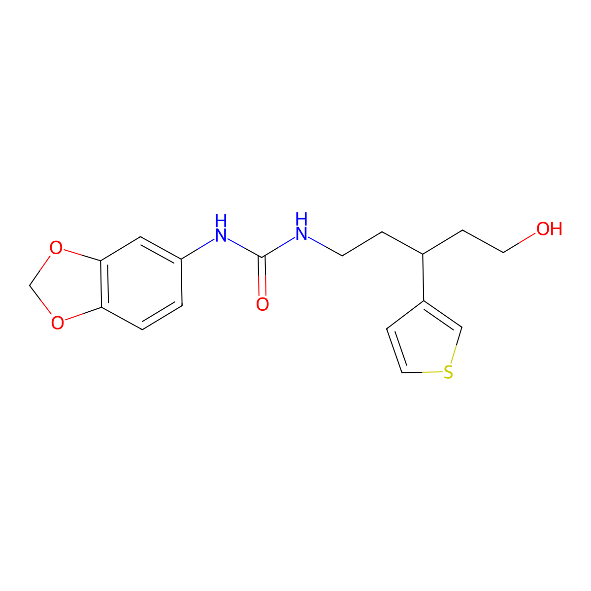 1-(Benzo[d][1,3]dioxol-5-yl)-3-(5-hydroxy-3-(thiophen-3-yl)pentyl)urea molecular structure, CAS 2034482-58-9