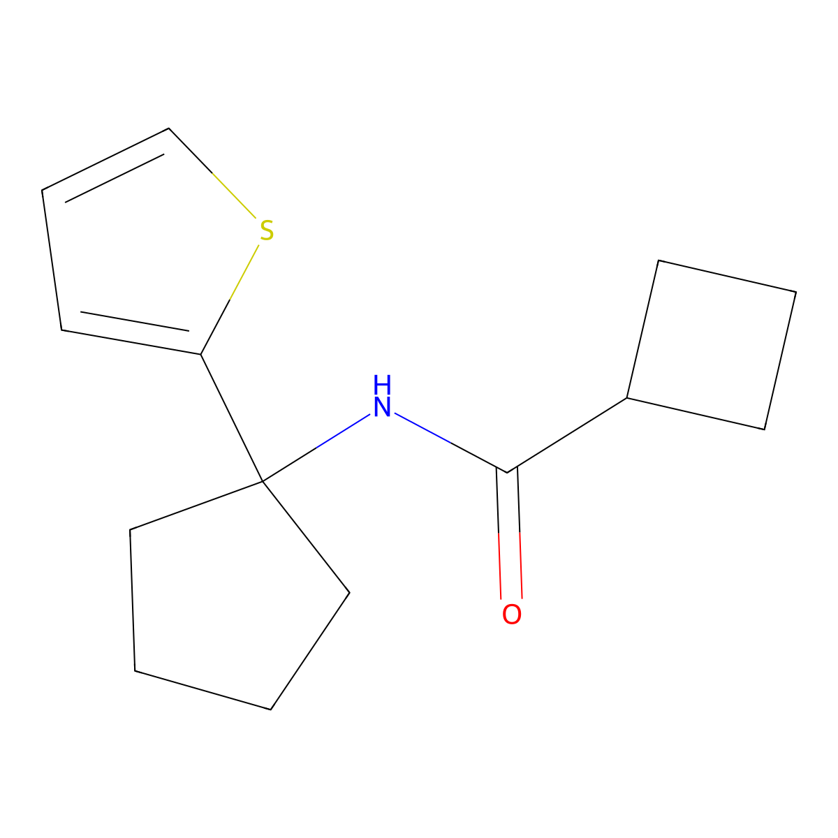 N-[1-(thiophen-2-yl)cyclopentyl]cyclobutanecarboxamide molecular structure, CAS 2034482-62-5