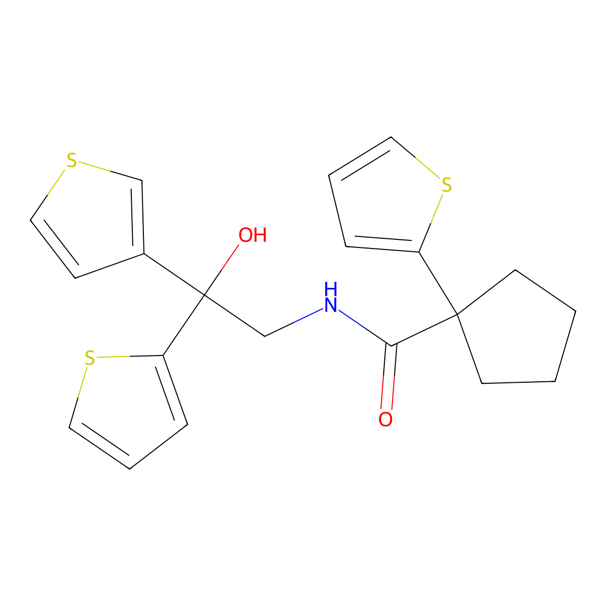 N-(2-hydroxy-2-(thiophen-2-yl)-2-(thiophen-3-yl)ethyl)-1-(thiophen-2-yl)cyclopentanecarboxamide molecular structure, CAS 2034482-64-7