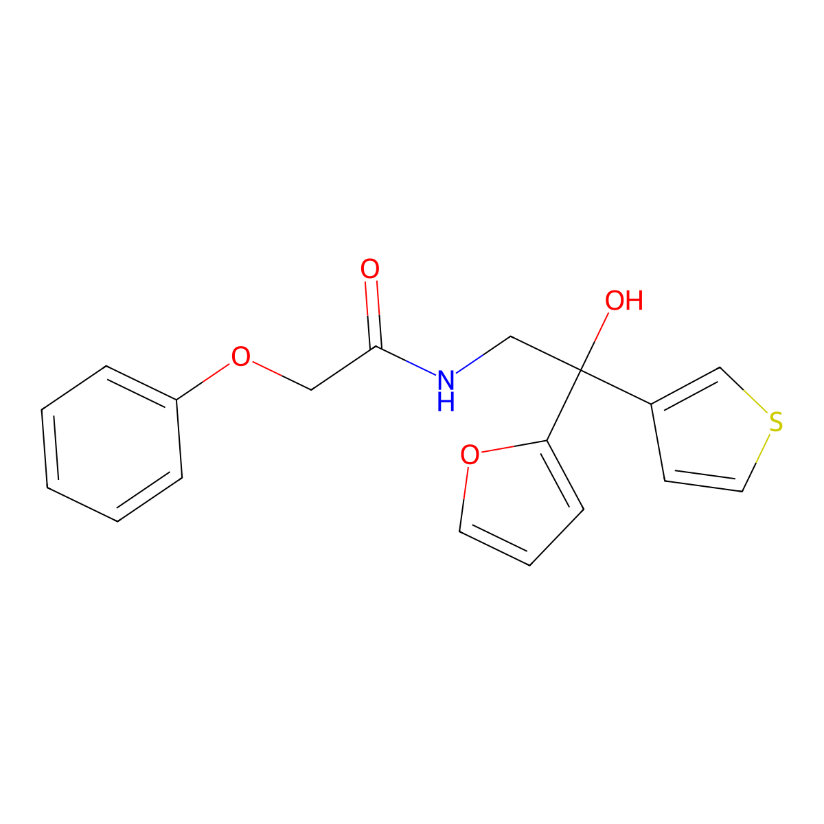 N-[2-(furan-2-yl)-2-hydroxy-2-(thiophen-3-yl)ethyl]-2-phenoxyacetamide molecular structure, CAS 2034482-66-9