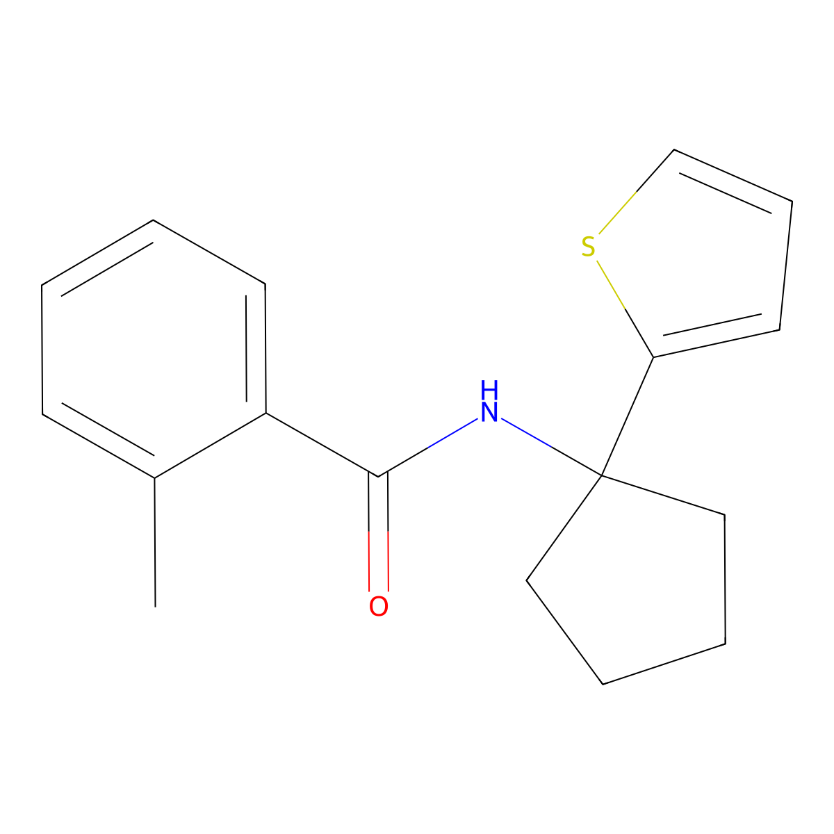 2-methyl-N-[1-(thiophen-2-yl)cyclopentyl]benzamide molecular structure, CAS 2034482-67-0