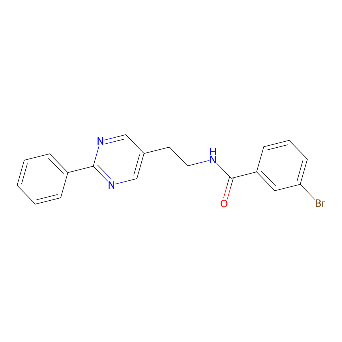 3-bromo-N-[2-(2-phenylpyrimidin-5-yl)ethyl]benzamide molecular structure, CAS 2034482-69-2