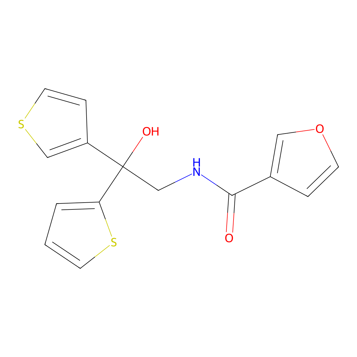 N-[2-hydroxy-2-(thiophen-2-yl)-2-(thiophen-3-yl)ethyl]furan-3-carboxamide molecular structure, CAS 2034482-75-0