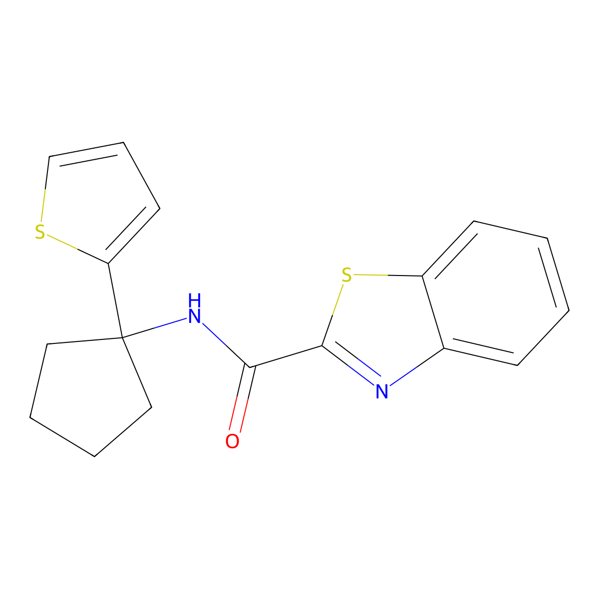 N-(1-(thiophen-2-yl)cyclopentyl)benzo[d]thiazole-2-carboxamide molecular structure, CAS 2034482-76-1