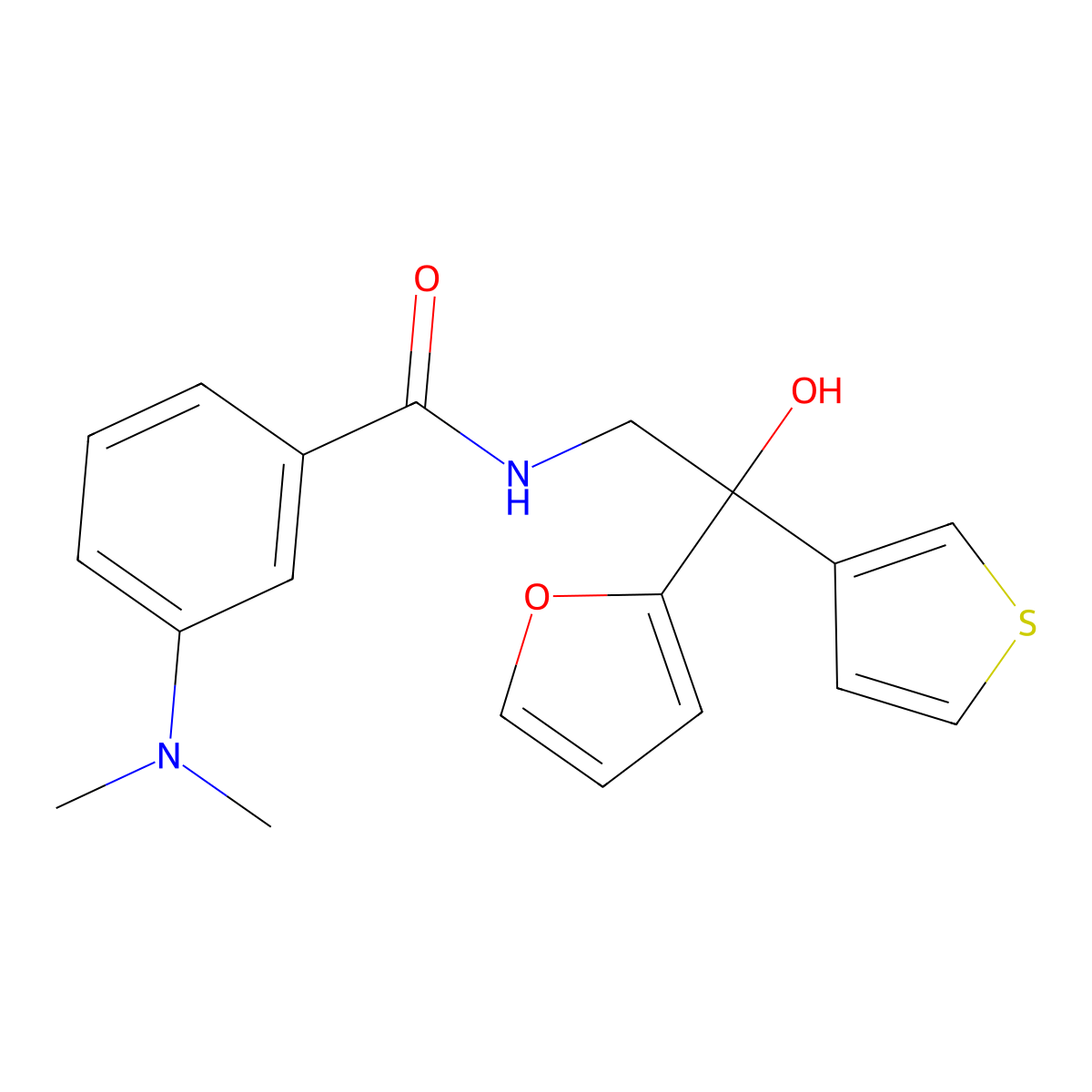 3-(dimethylamino)-N-[2-(furan-2-yl)-2-hydroxy-2-(thiophen-3-yl)ethyl]benzamide molecular structure, CAS 2034482-79-4