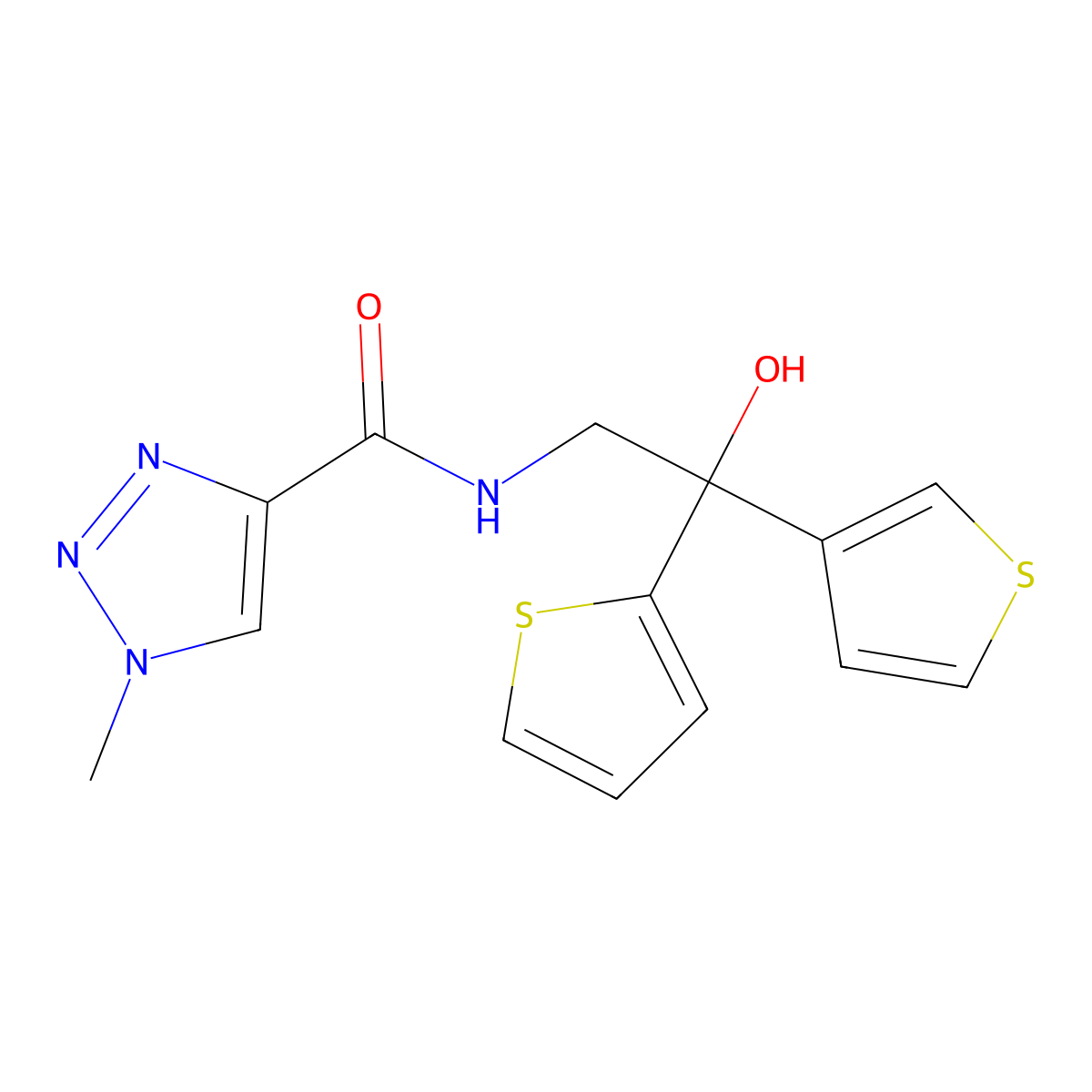 N-[2-hydroxy-2-(thiophen-2-yl)-2-(thiophen-3-yl)ethyl]-1-methyl-1H-1,2,3-triazole-4-carboxamide molecular structure, CAS 2034482-83-0