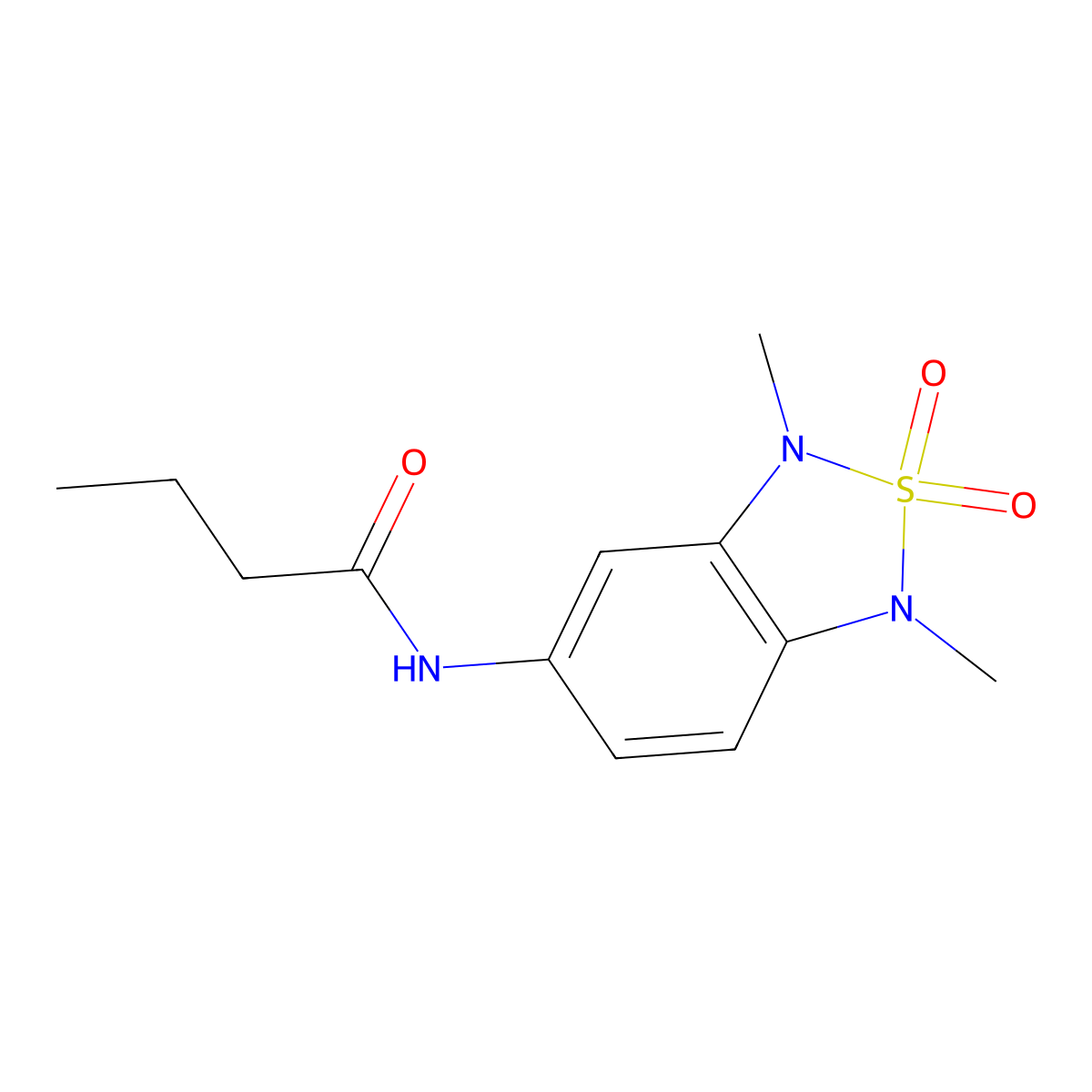 N-(1,3-dimethyl-2,2-dioxido-1,3-dihydrobenzo[c][1,2,5]thiadiazol-5-yl)butyramide molecular structure, CAS 2034482-91-0